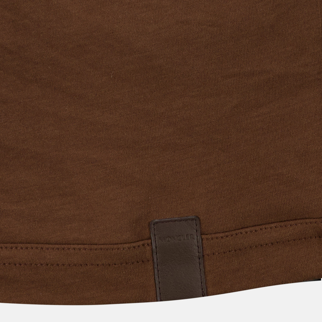 T-shirts Braunes Leder-Logo T-Shirt Moncler Marron Homme