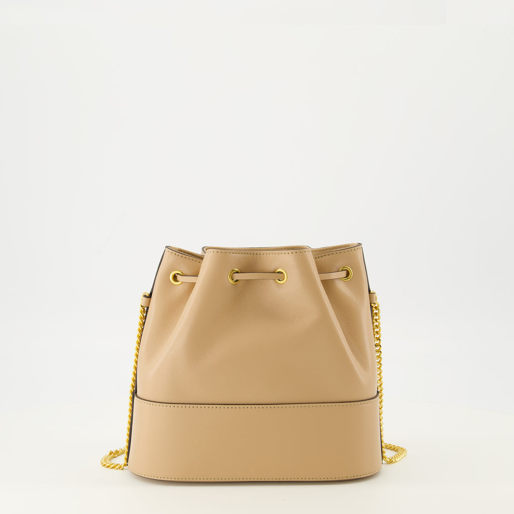 バレンティノ・ガラヴァーニの女性用ベージュミニバケットバッグの画像 - 2026年春夏シーズン - 後方図