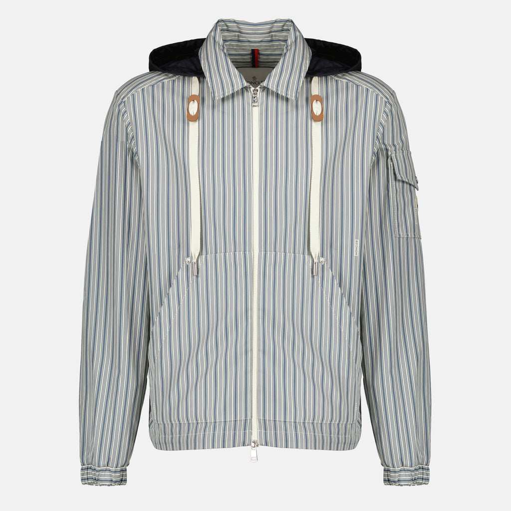 Vestes Veste Havas en popeline rayée Moncler Bleu Homme