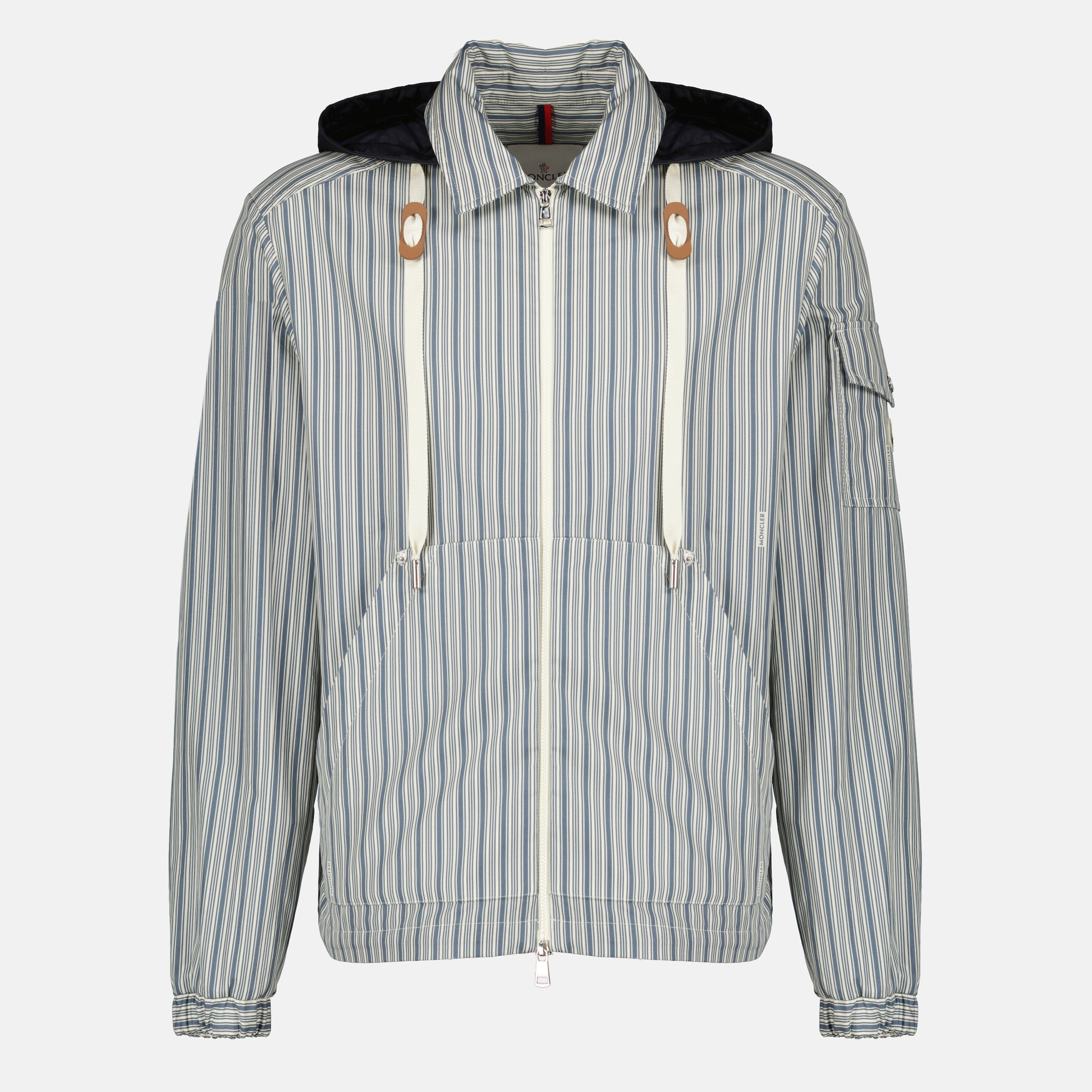 Vestes Veste Havas en popeline rayée Moncler Bleu Homme