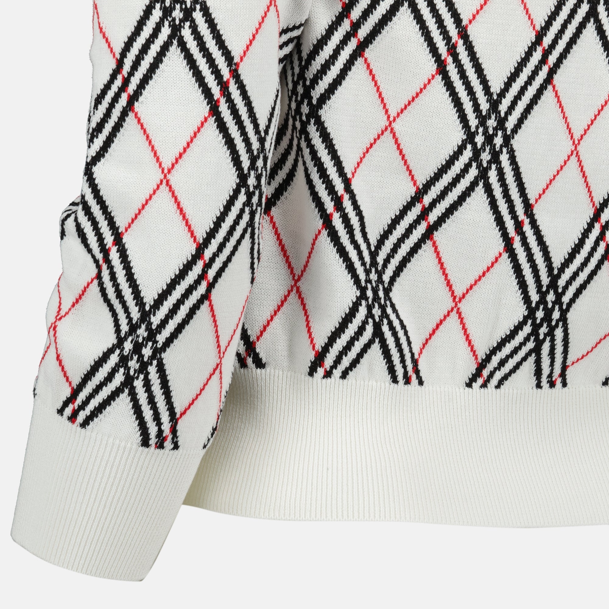 Maille Karo-Muster Pullover Burberry Blanc Femme