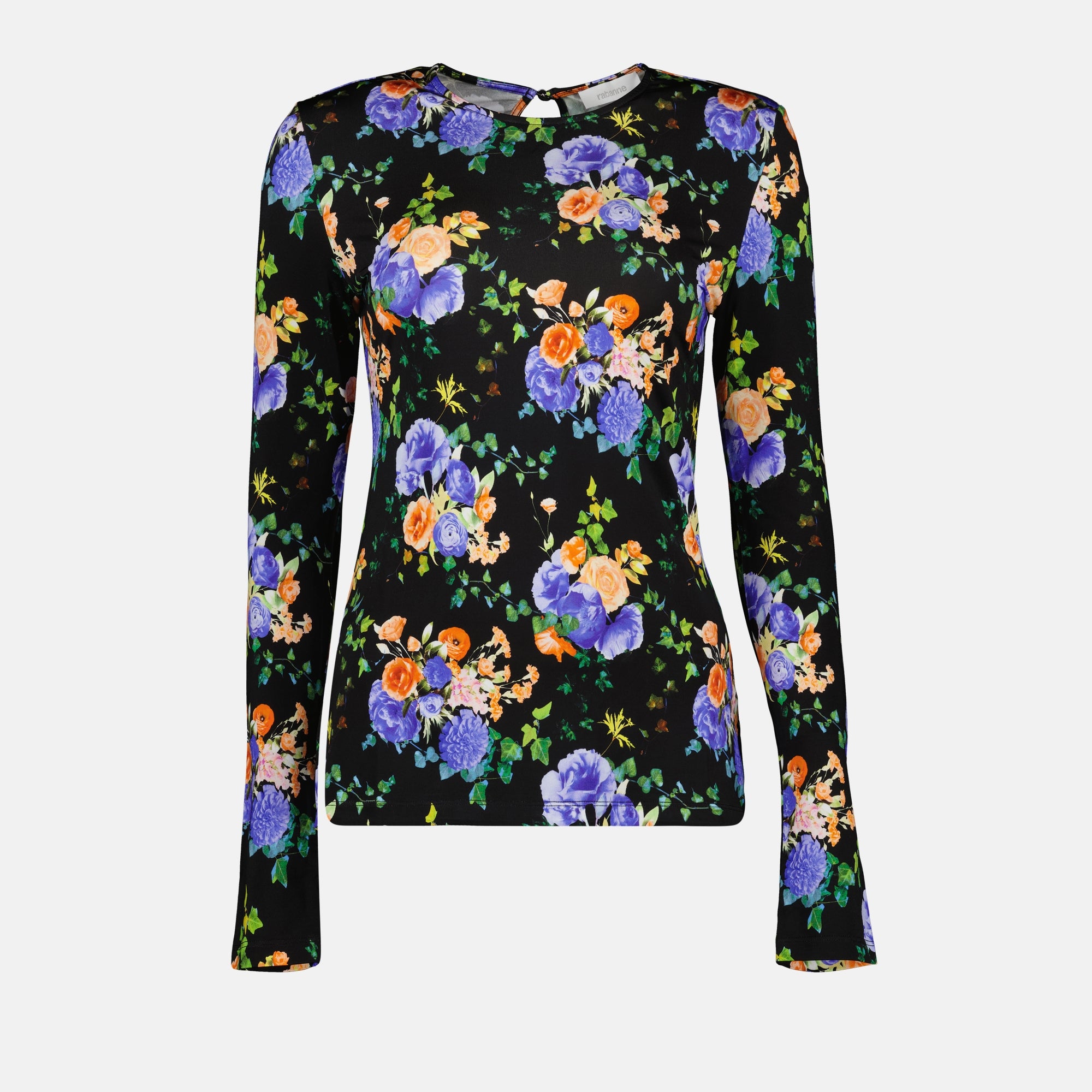 Tops Flower-Printed Top Rabanne Black Femme
