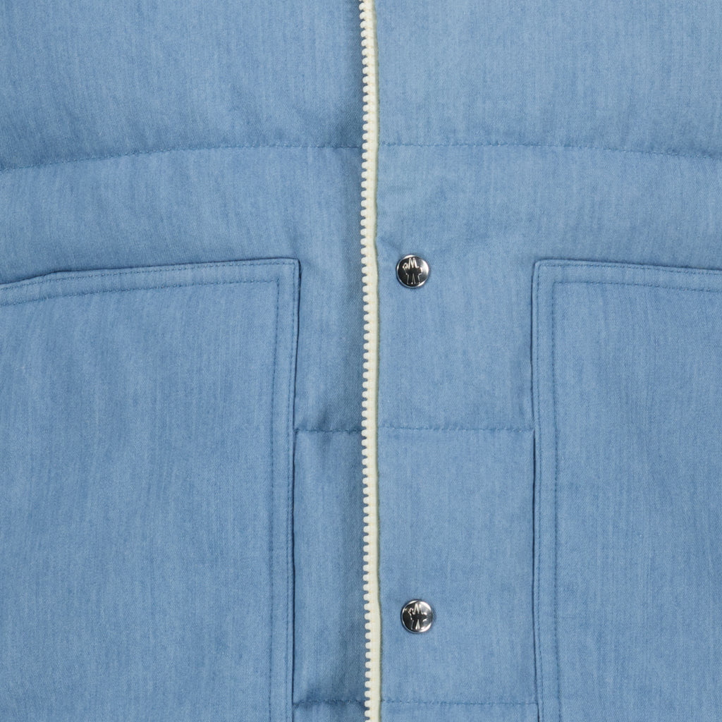 Vestes Doudoune sans manches Heceta en denim Moncler Bleu Homme