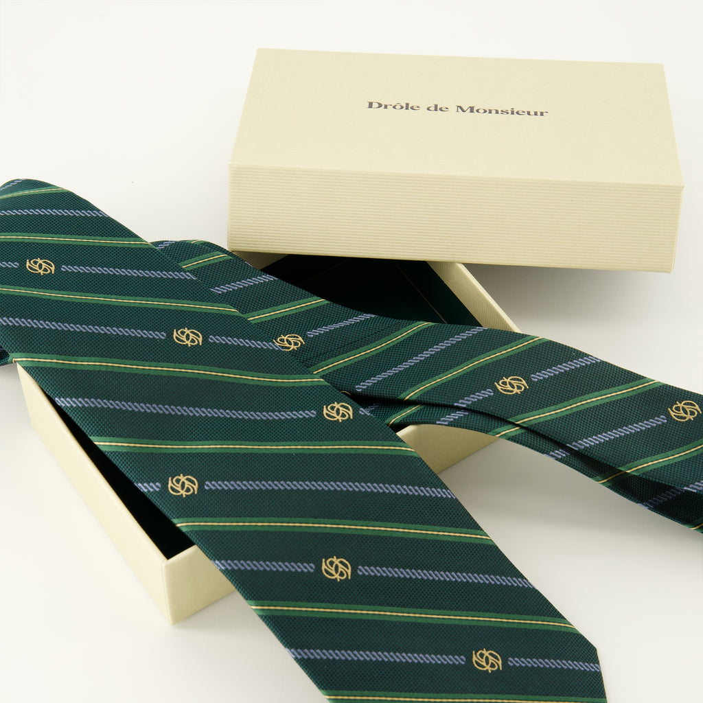 Image of the Monogram Stripe Tie item by Drole De Monsieur for Men - Autumn-Winter Season 2025 - Detailed View 3