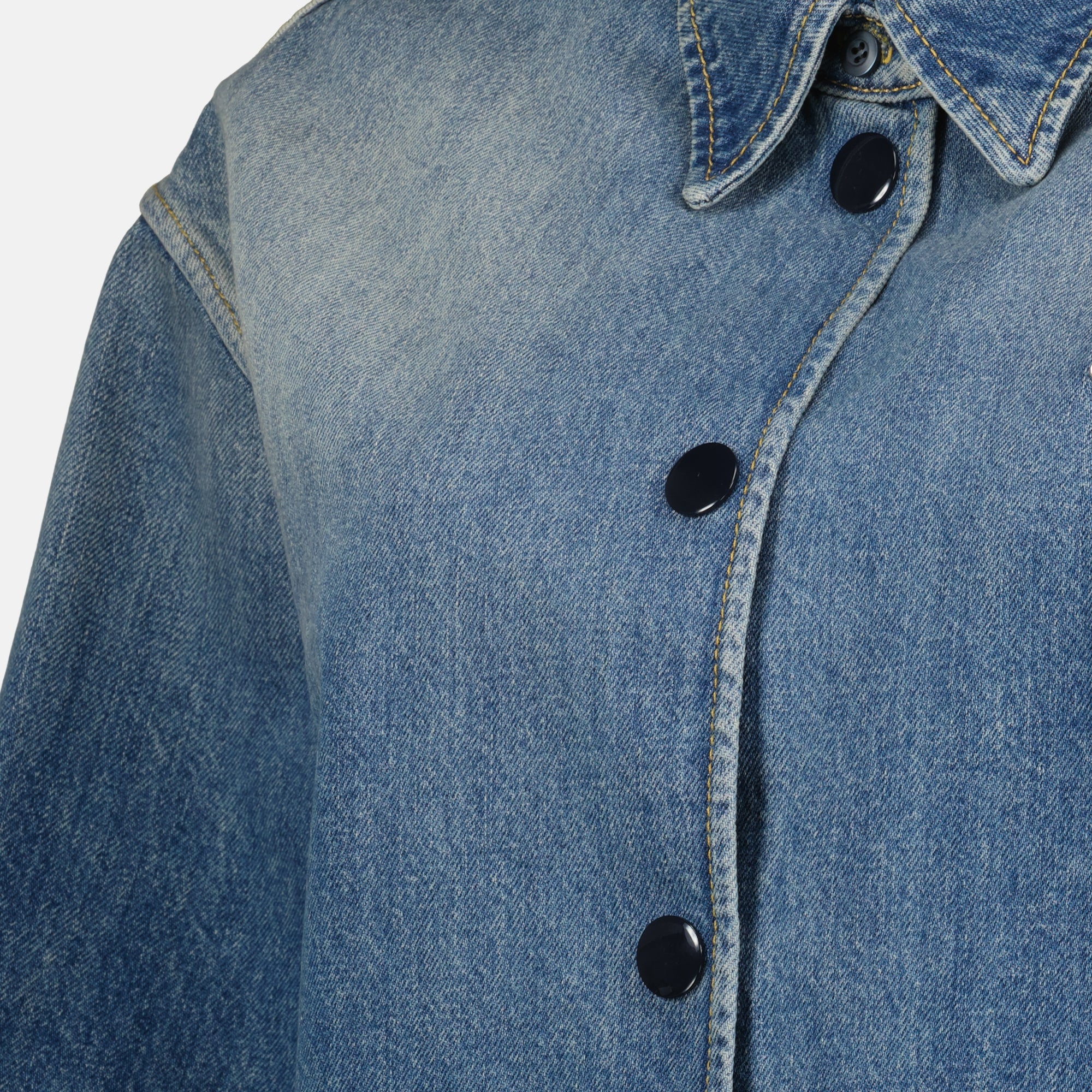 Image of the article Short Denim Shirt by Prada for Women - Autumn-Winter 2025 - Detailed View_3