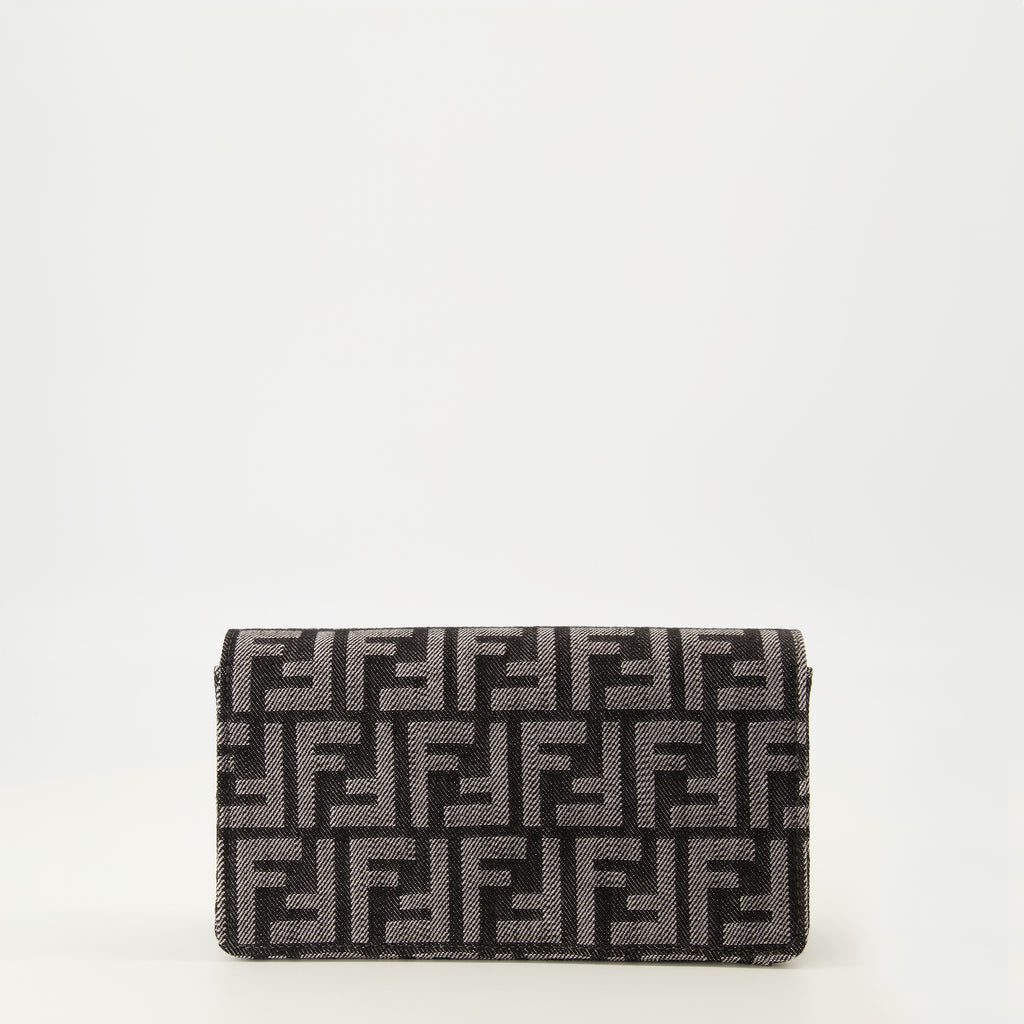 Fendi 여성용 FF 회색 데님 체인 바게트 지갑 이미지 - 2025 가을-겨울 - 뒤쪽 보기