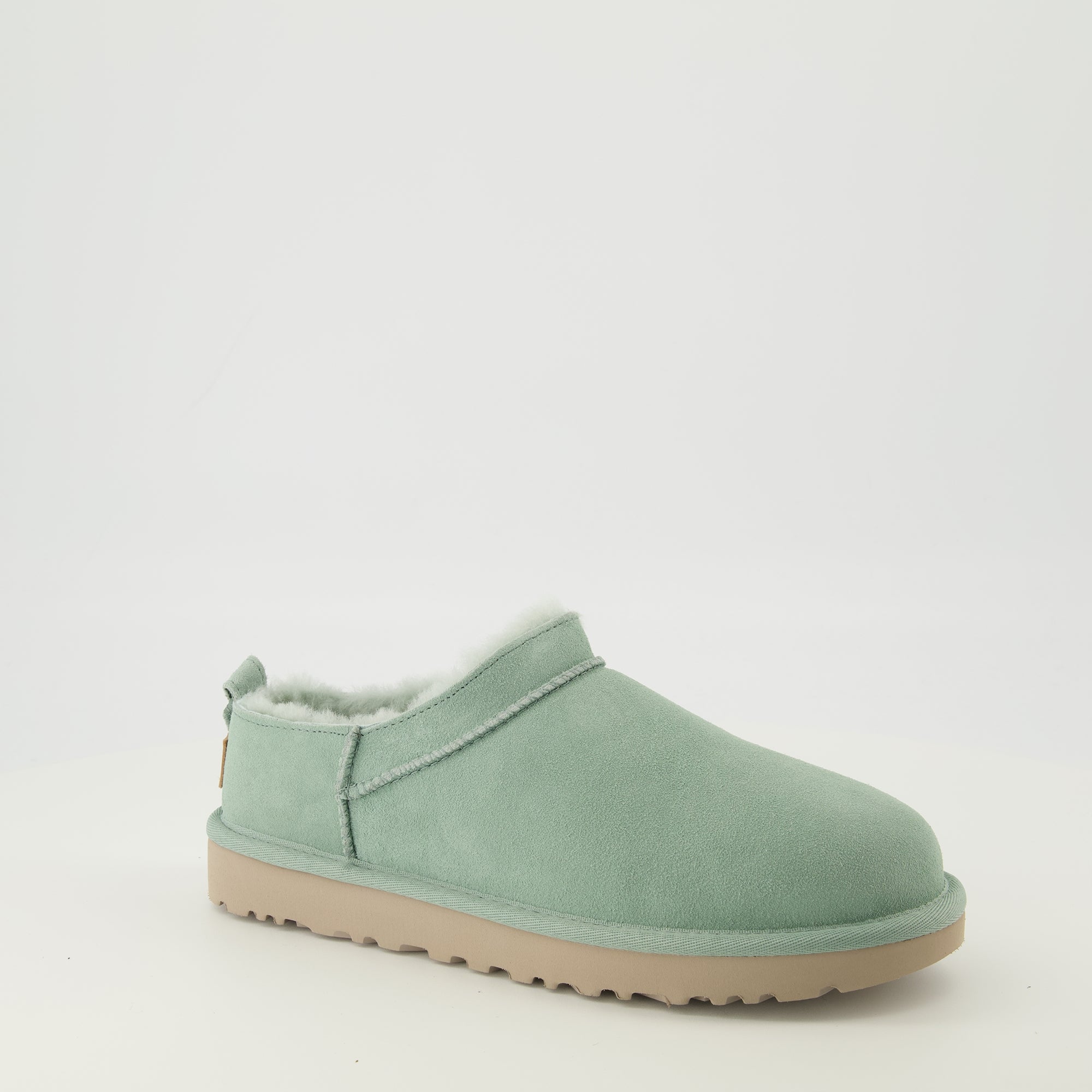 Image of the Ugg Classic Micro green ankle boots for women - Spring-Summer 2026 - Three-quarter front right view