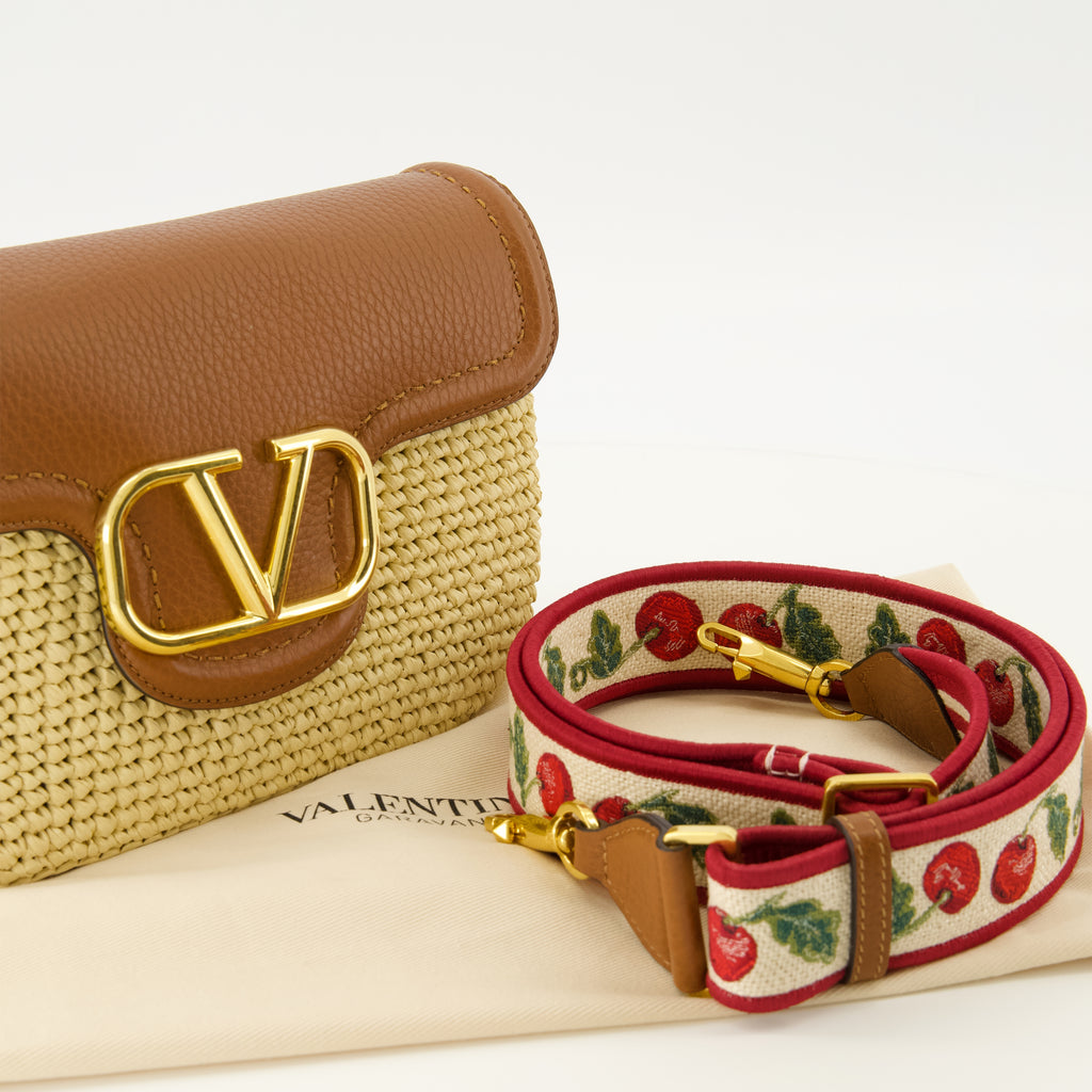 Sacs à main et épaule ベージュ ラフィアとレザーのバッグ Valentino Garavani Beige Femme
