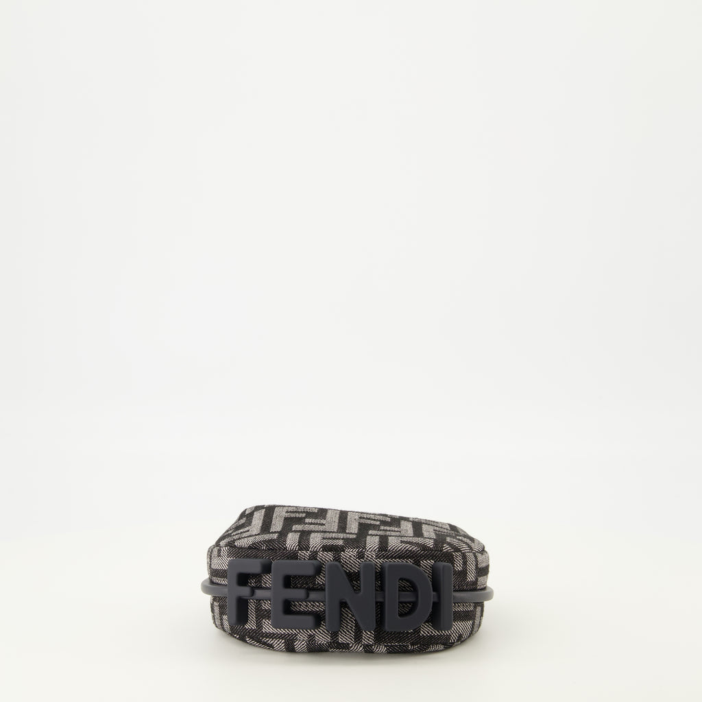 Image of the Fendi Fendigraphy nano gray denim bag for Women - Fall-Winter 2025 - Back View