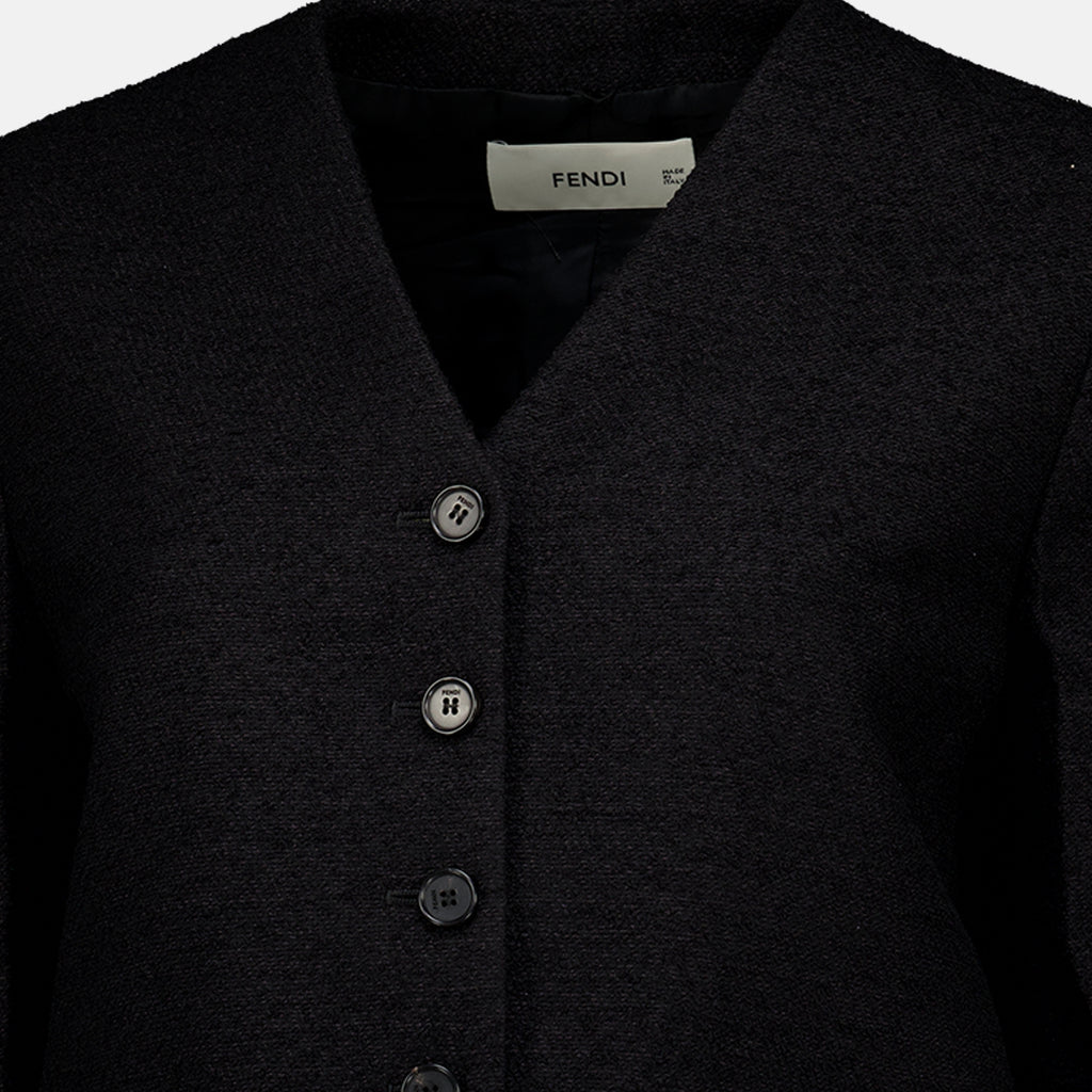 Vestes 부클 울 재킷 Fendi Noir Femme