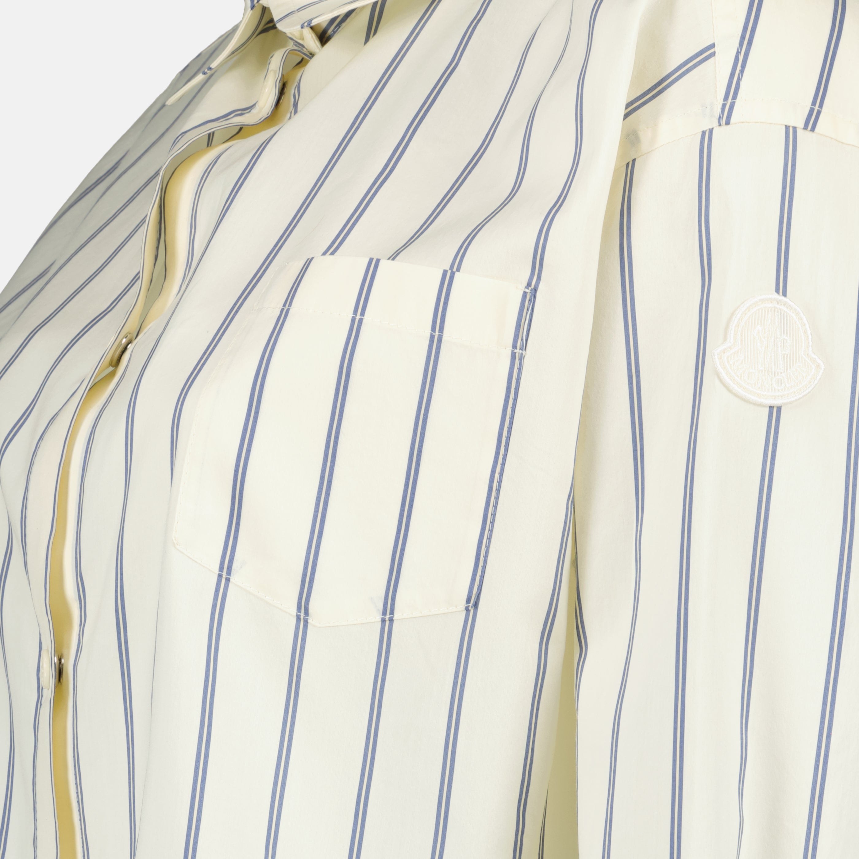 Chemises Chemise rayée en coton et soie Moncler Blanc Femme