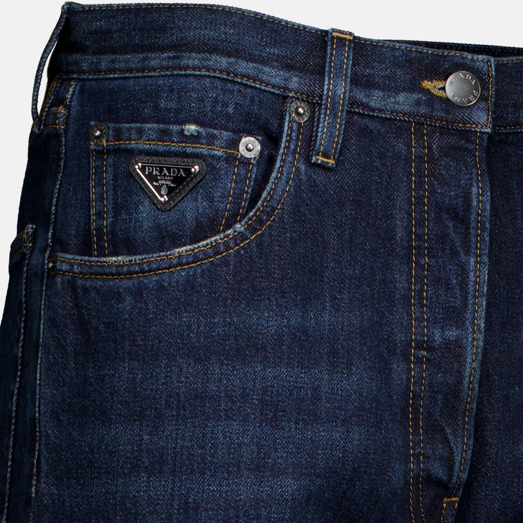 Pantalons 다크 블루 데님 청바지 Prada Bleu foncé Femme