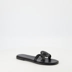 Offene schuhe Medusa '95 Lederschlappen Versace Schwarz Femme