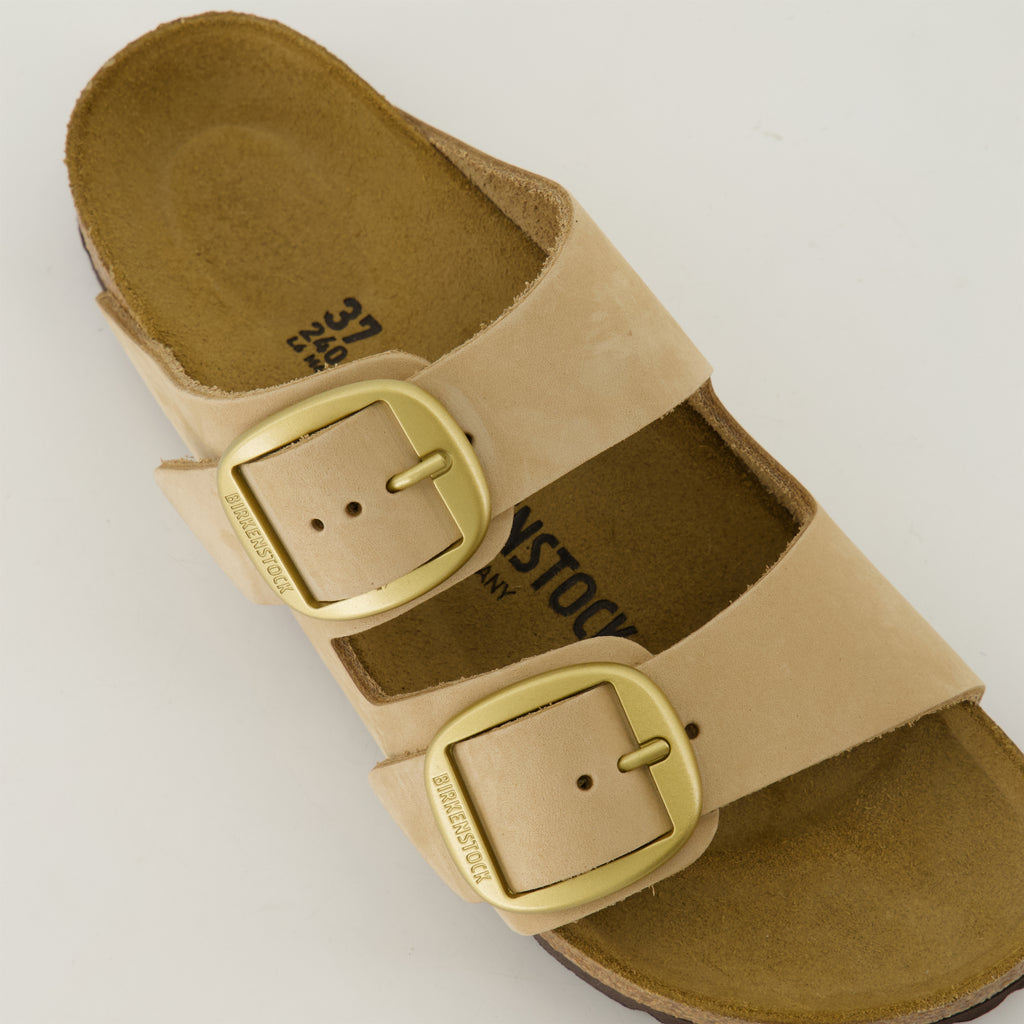 Chaussures ouvertes Sandales Arizona big buckle Birkenstock Beige Femme