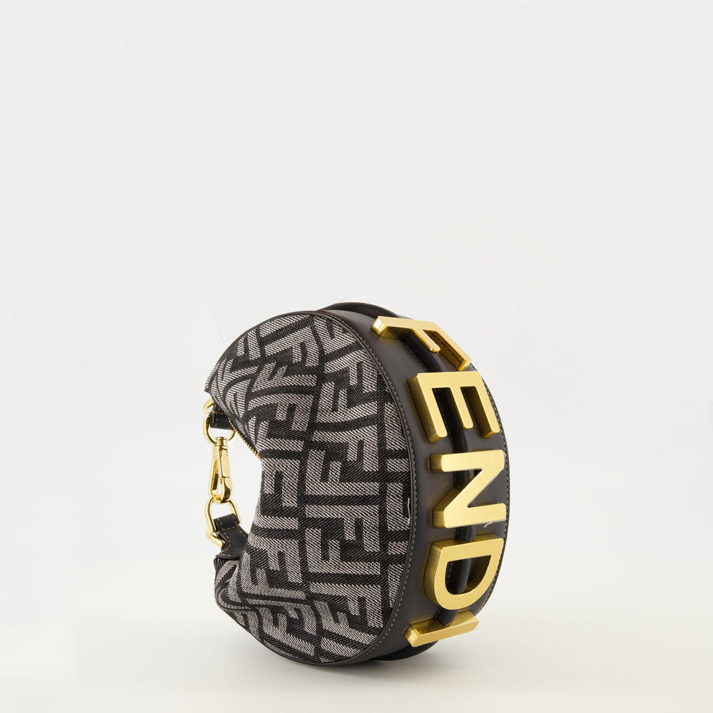 Image de l'article Sac Fendigraphy mini en denim FF de la marque Fendi pour Femme - Saison Automne-Hiver 2025 - Vue de Face