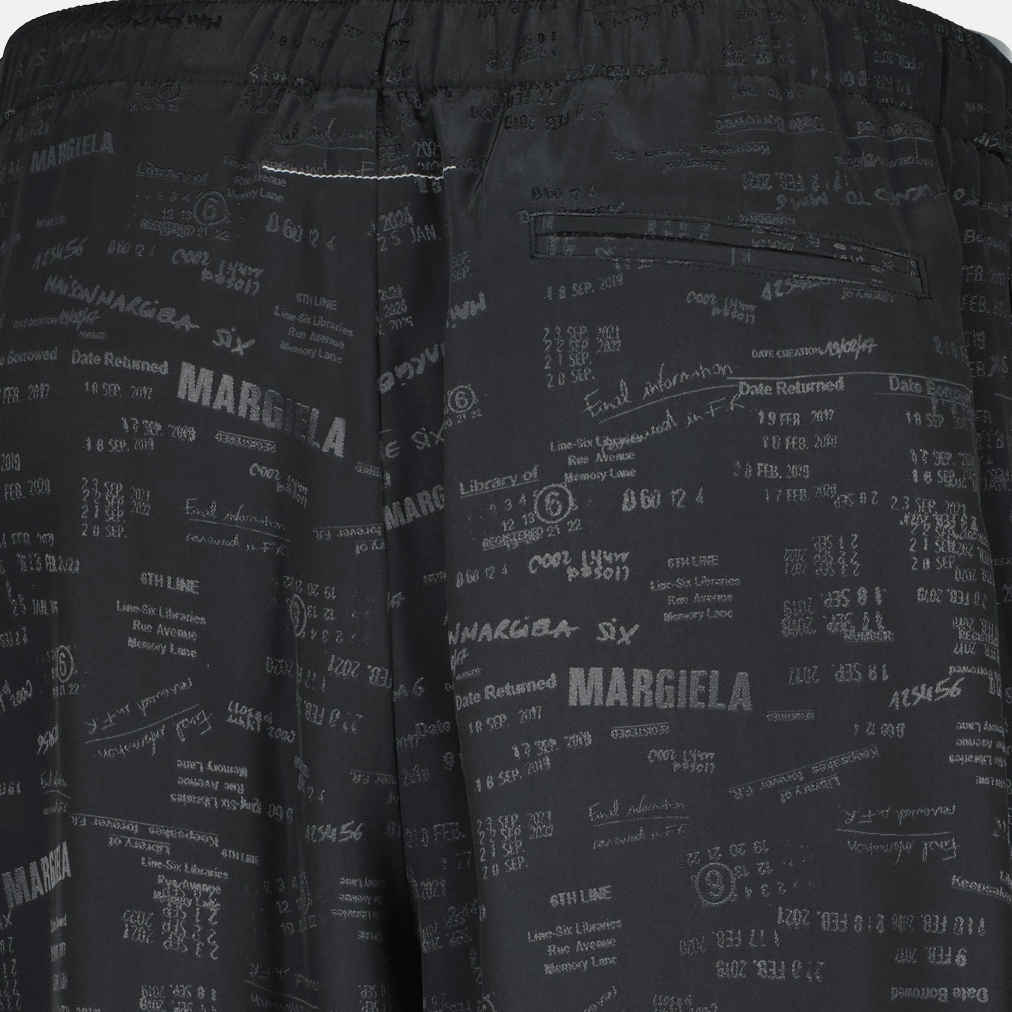 Bild der grauen bedruckten Weitbein-Hose der Marke Mm6 für Frauen - Frühling-Sommer 2026 - Detailansicht_1