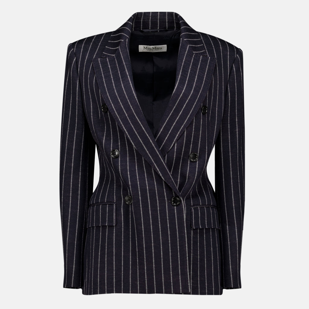 Vestes Blazer en laine à rayures bleu marine Max Mara Bleu foncé Femme