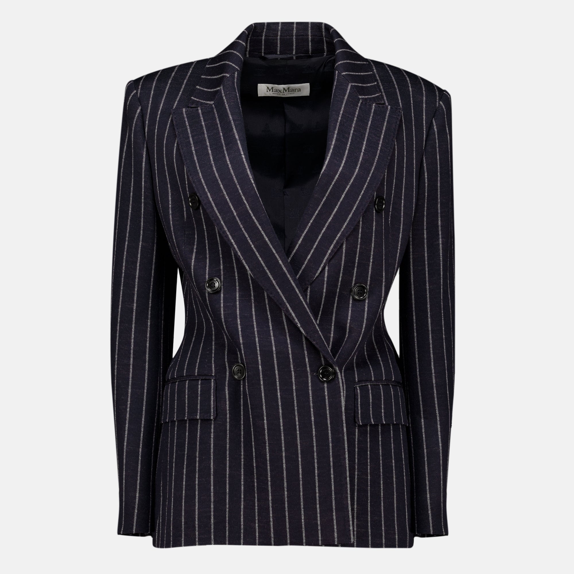 Vestes Blazer en laine à rayures bleu marine Max Mara Bleu foncé Femme