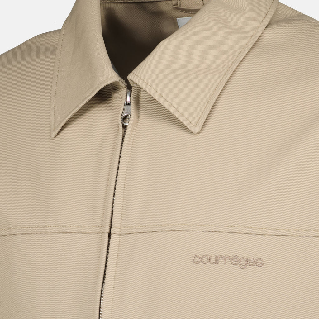 Image of the Courrèges beige zip-up jacket for men - Spring-Summer 2026 season - Detailed view 1