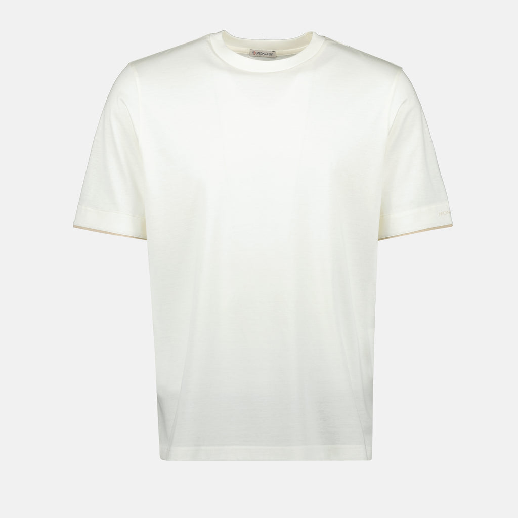 Camisetas T-shirt com Bordo Moncler Branco Homens