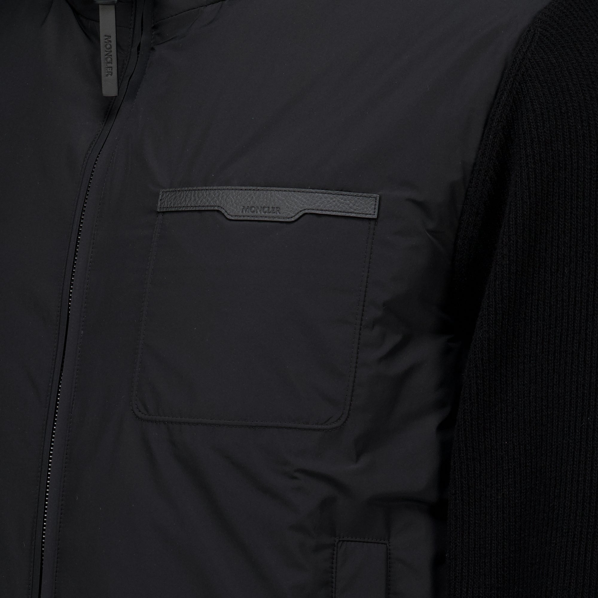 Maille Cardigan zippé en laine et cachemire noir Moncler Noir Homme