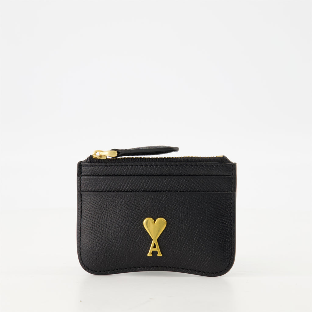 スモールレザーグッズ パリ パリ ウォレット Ami PARIS 黒 ユニセックス