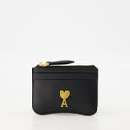 スモールレザーグッズ パリ パリ ウォレット Ami PARIS 黒 ユニセックス