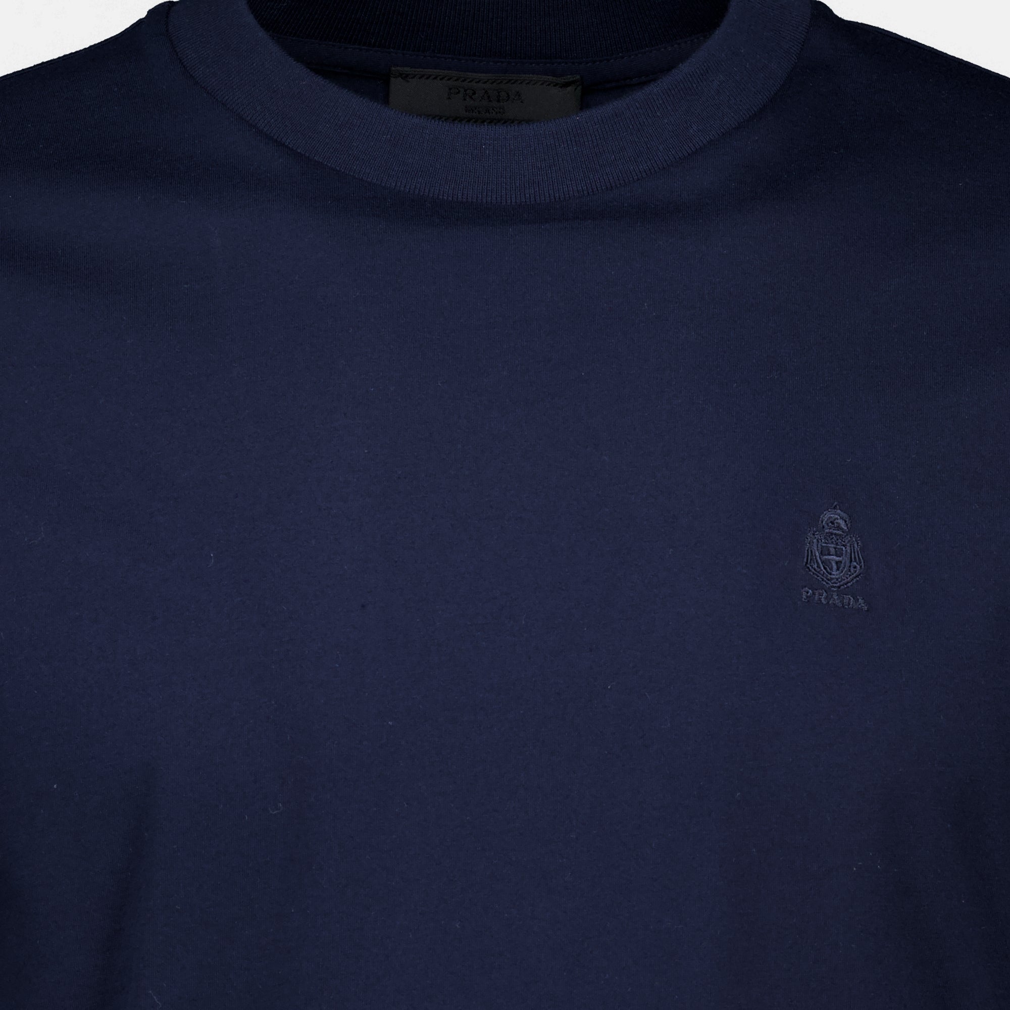 T-shirts T-shirt brodé bleu marine Prada Bleu foncé Homme