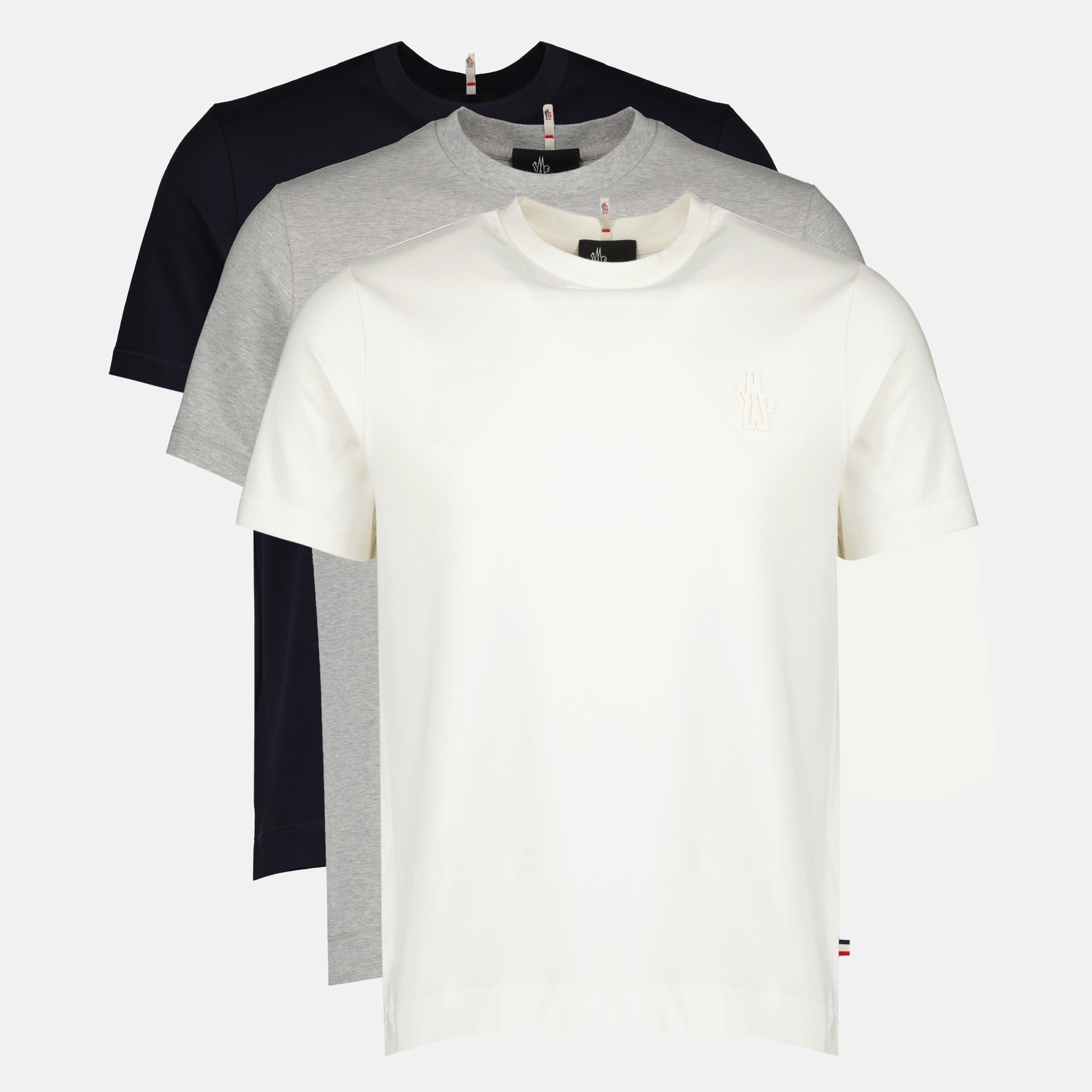 T-shirts Lot de trois t-shirts en coton noir, gris et blanc Moncler Grenoble Multicolore Homme