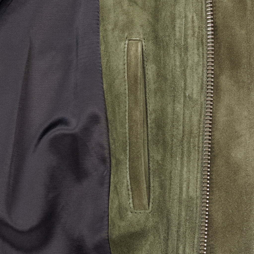 Vestes 카키 가죽 스웨이드 봄버 Saint Laurent Kaki Homme