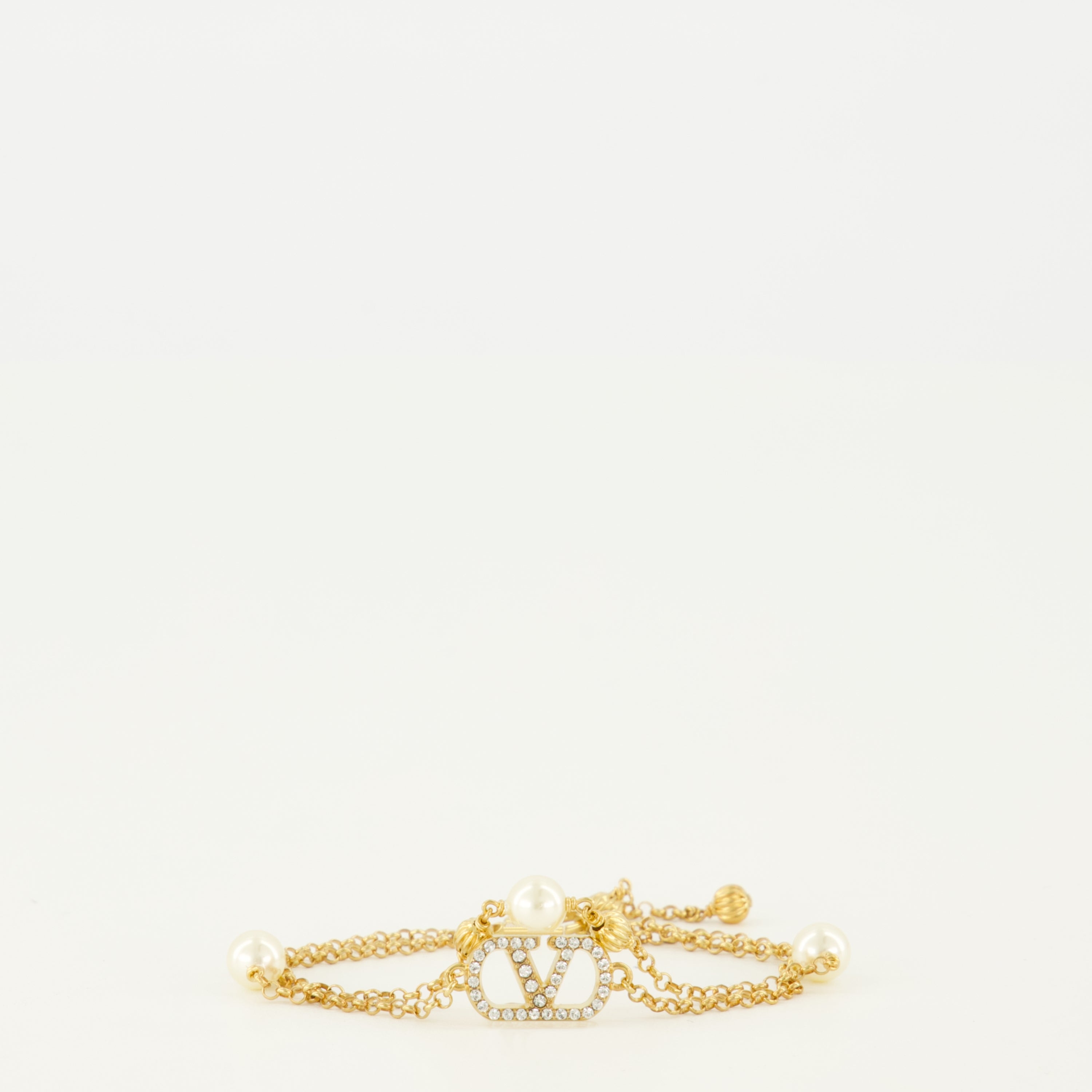 Bijoux Bracelet VLogo avec perles et cristaux Swarovski® doré Valentino Garavani Doré Femme