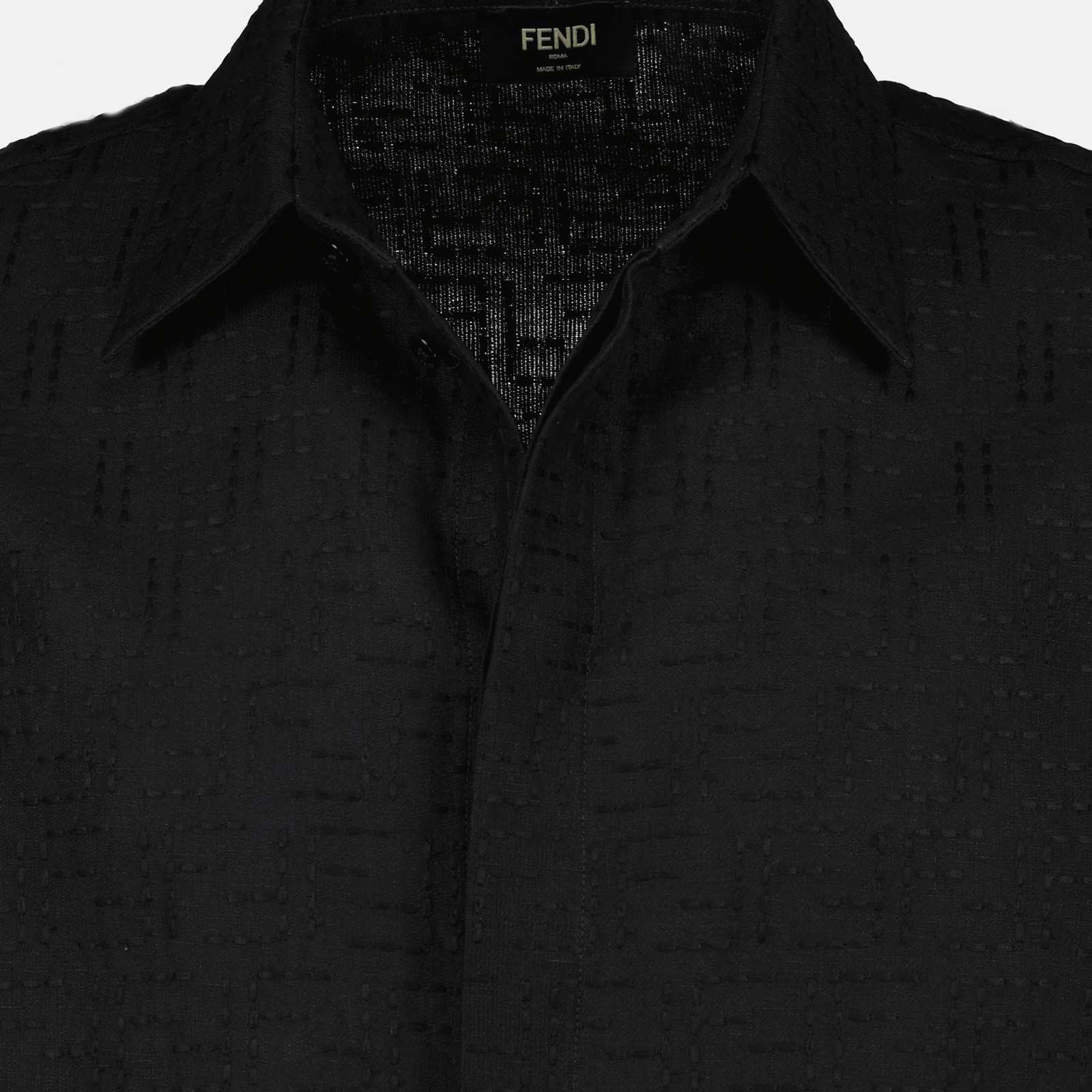 Chemises Chemise FF en lin Fendi Noir Homme