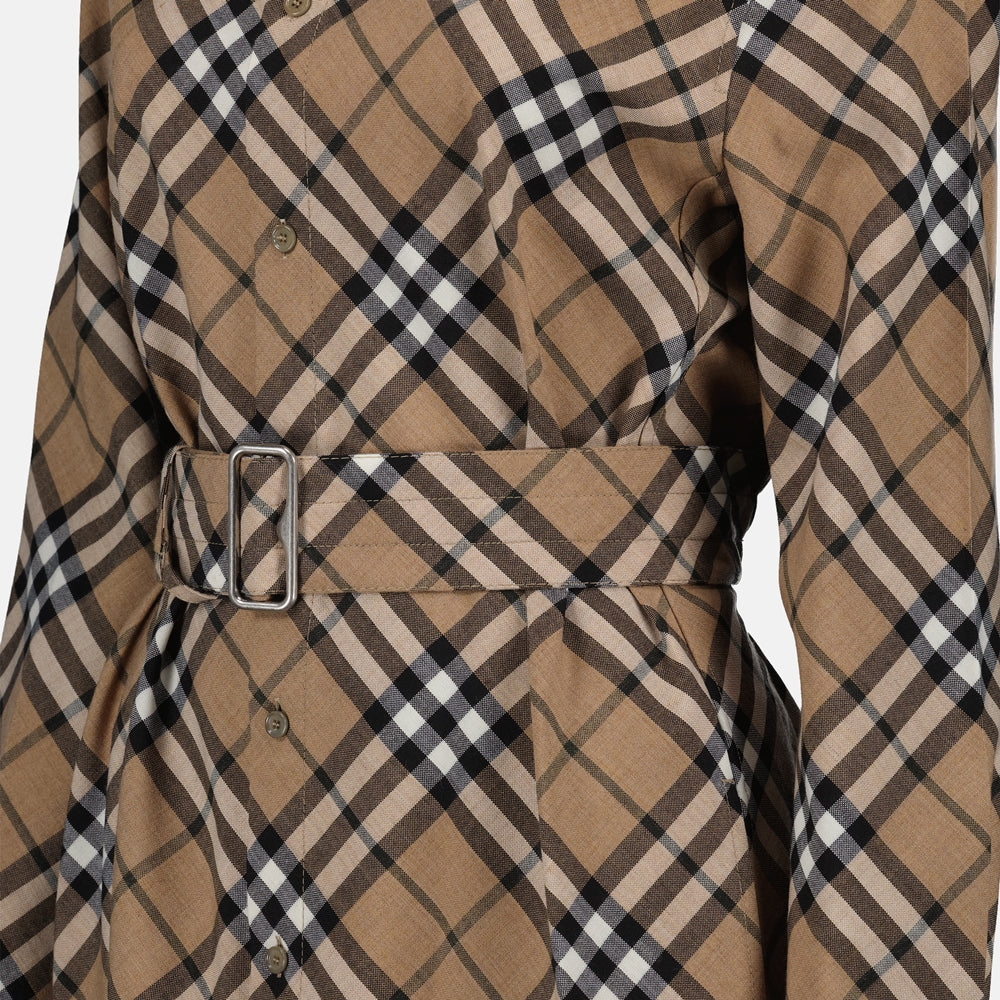 Vestidos Vestido Camisero a Cuadros Burberry Beige Femme