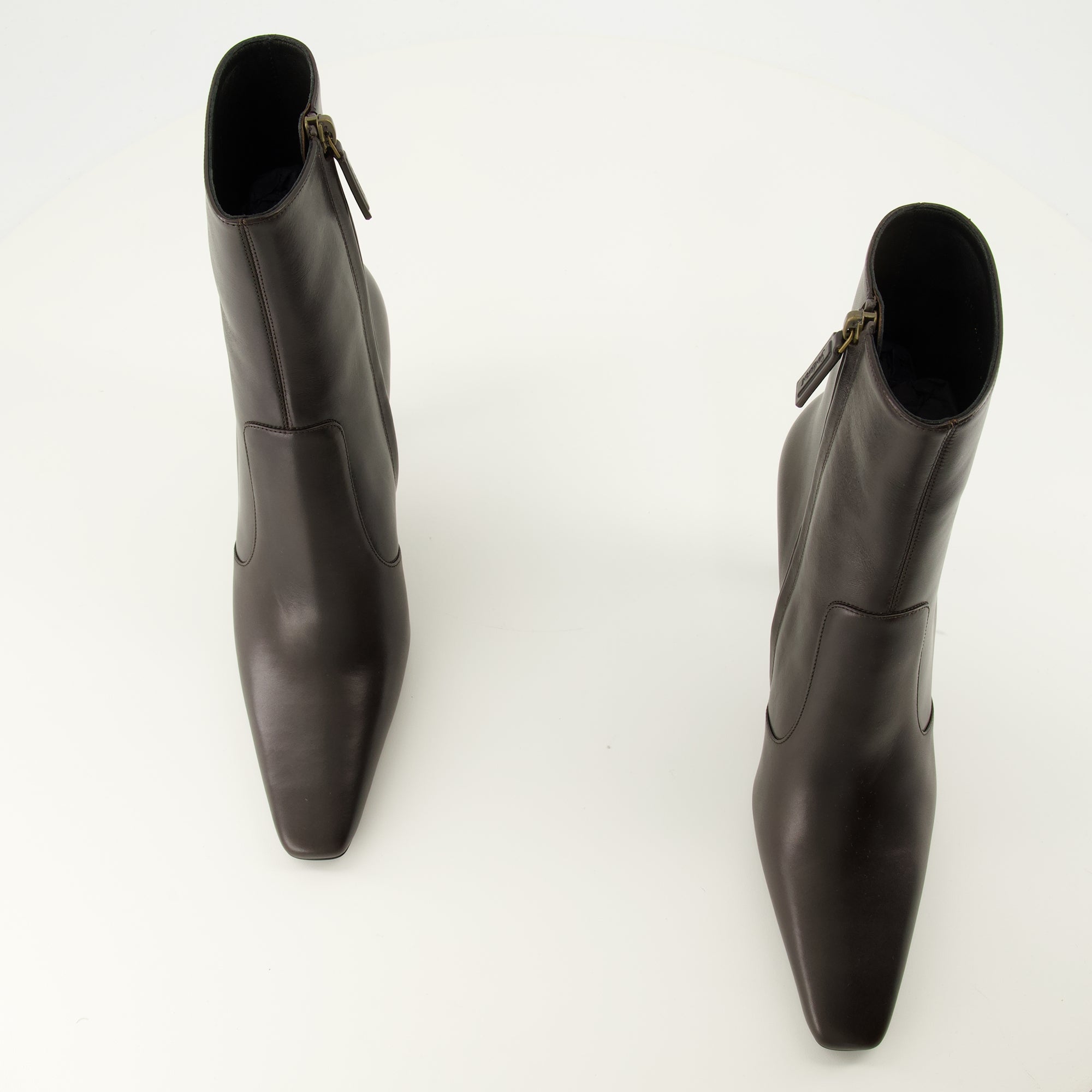 Bottines Opyum Stiefeletten aus braunem Leder Saint Laurent Marron Femme