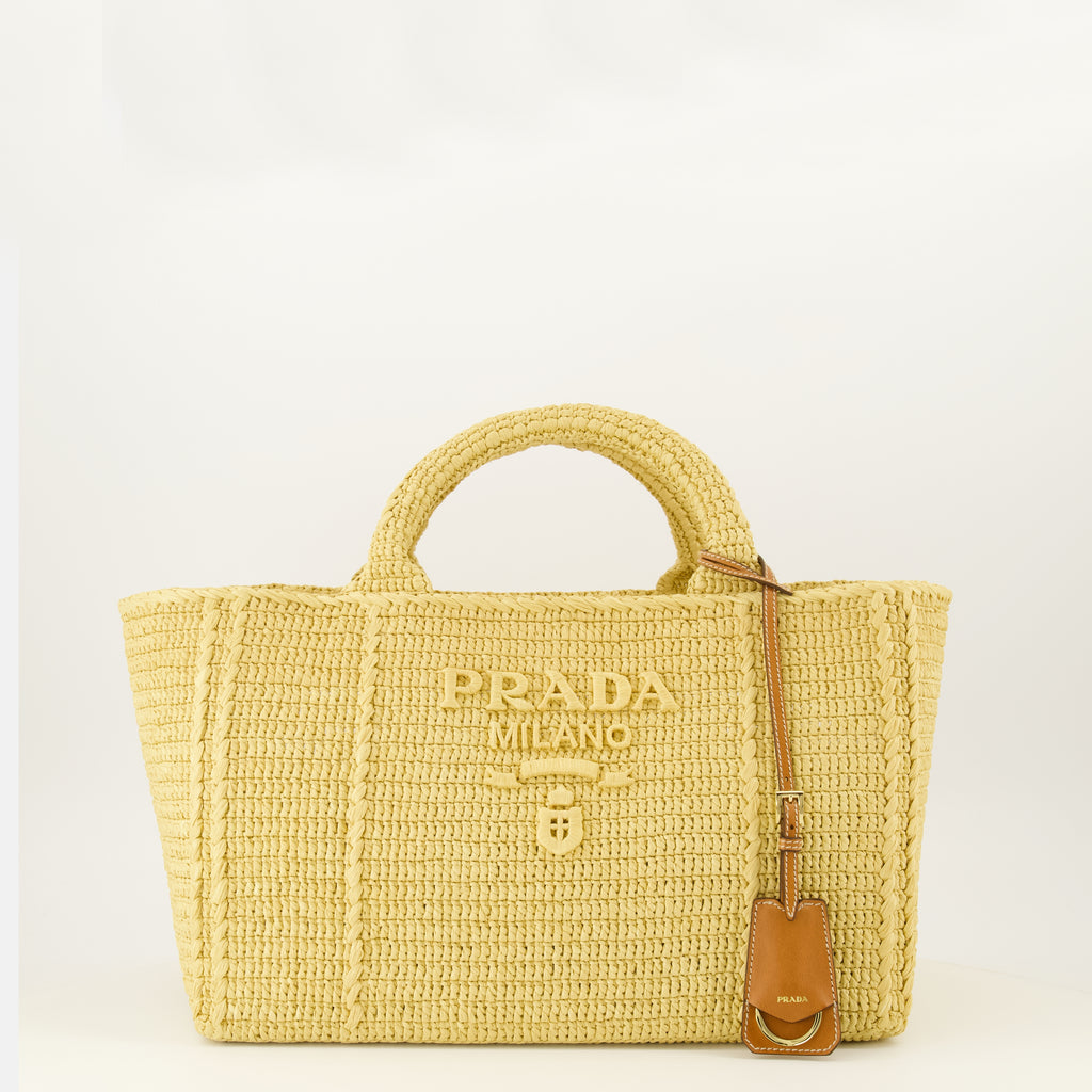 Sacs cabas Grand sac cabas en crochet beige Prada Beige Femme