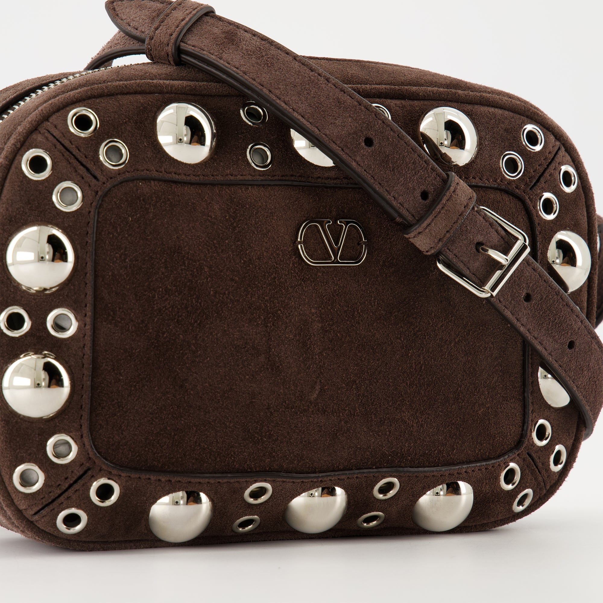 Sacs bandoulière Pochette Nellcôte en daim Valentino Garavani Marron Femme