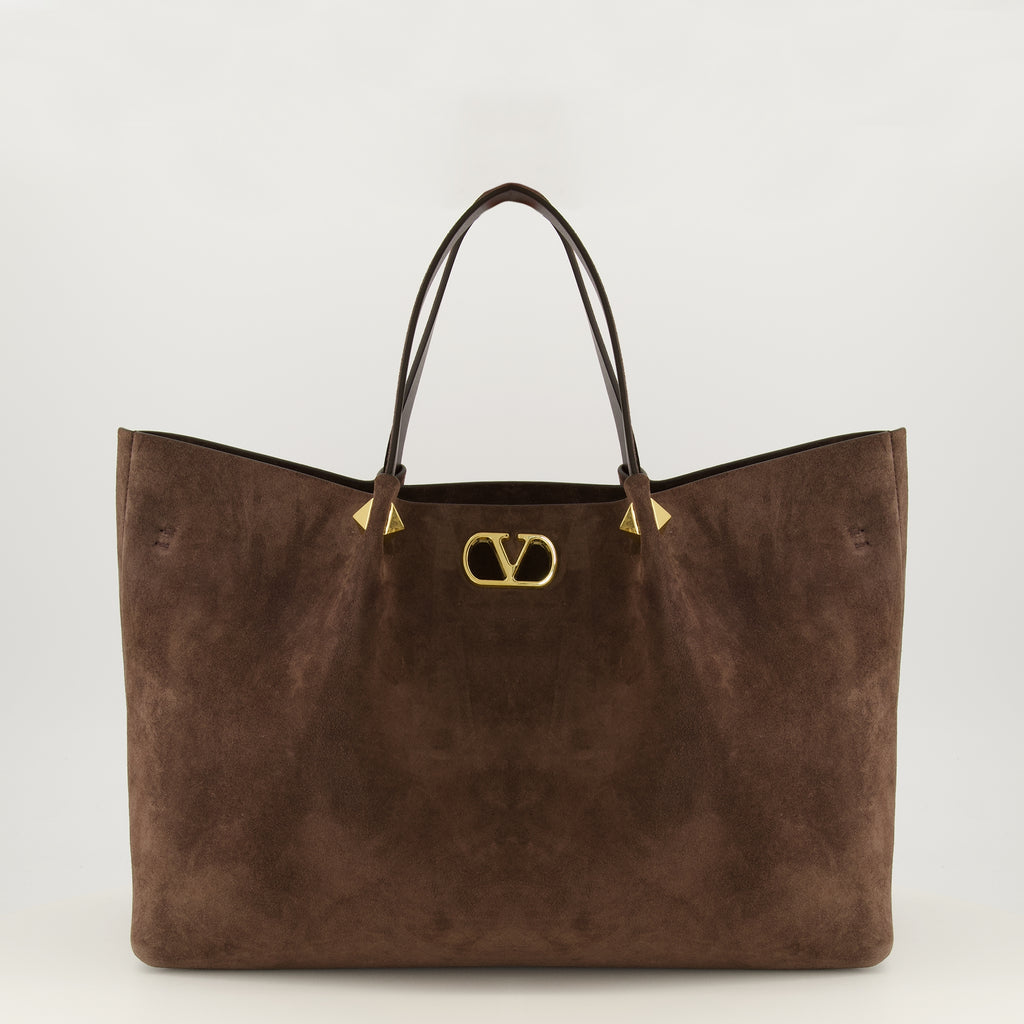 Sacs cabas Grand cabas en daim marron Valentino Garavani Marron Femme