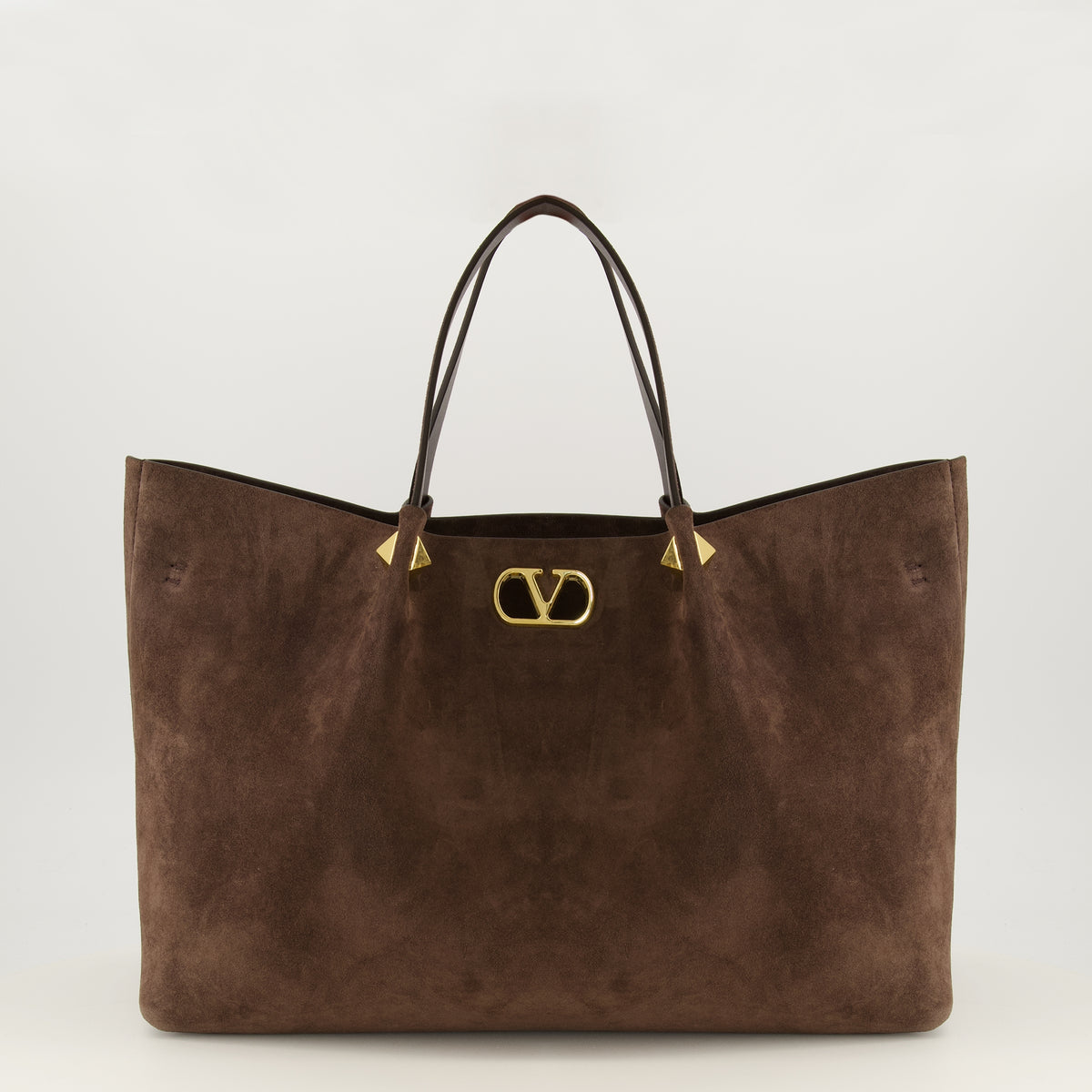 Sacs cabas Grand cabas en daim marron Valentino Garavani Marron Femme