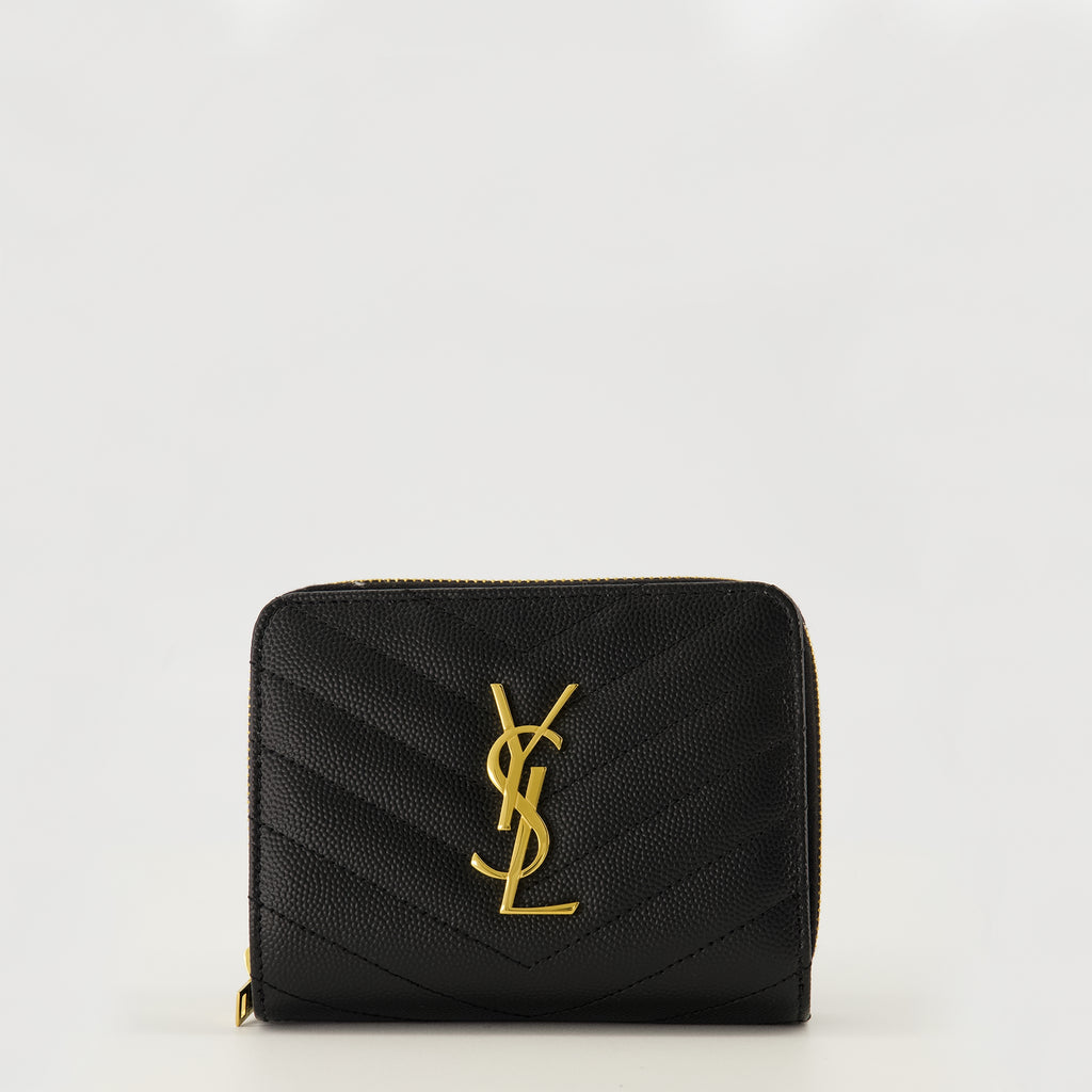 Image of the Cassandre black wallets by Saint Laurent for Women - Spring-Summer 2026 - Front View