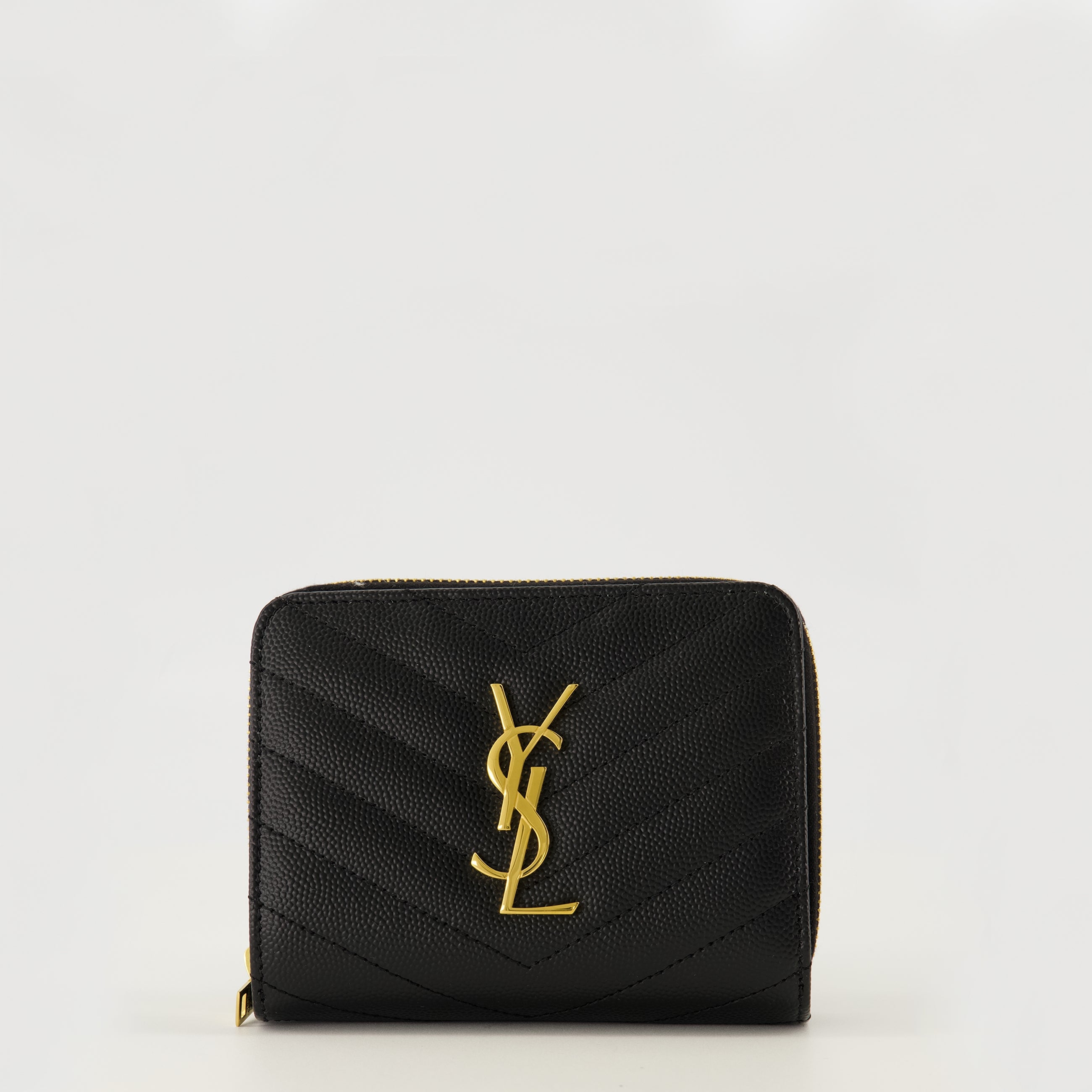 Image of the Cassandre black wallets by Saint Laurent for Women - Spring-Summer 2026 - Front View