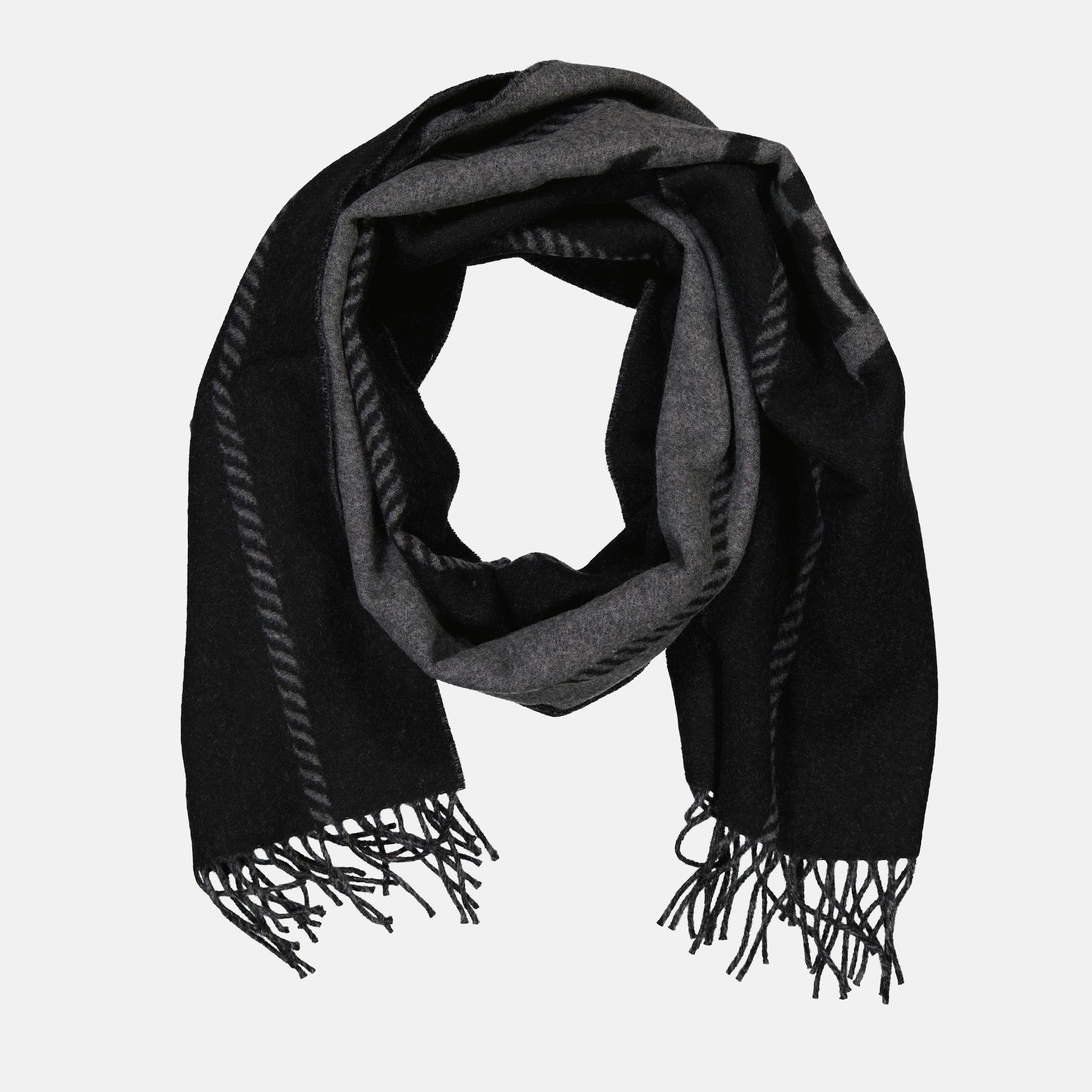 Sciarpe e guanti Écharpe en laine noir et gris Prada Grigio Homme