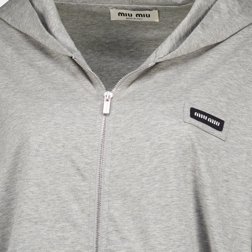 Sweatshirts Casaco de Moletão Cinzento com Capuz Miu Miu Gris Femme