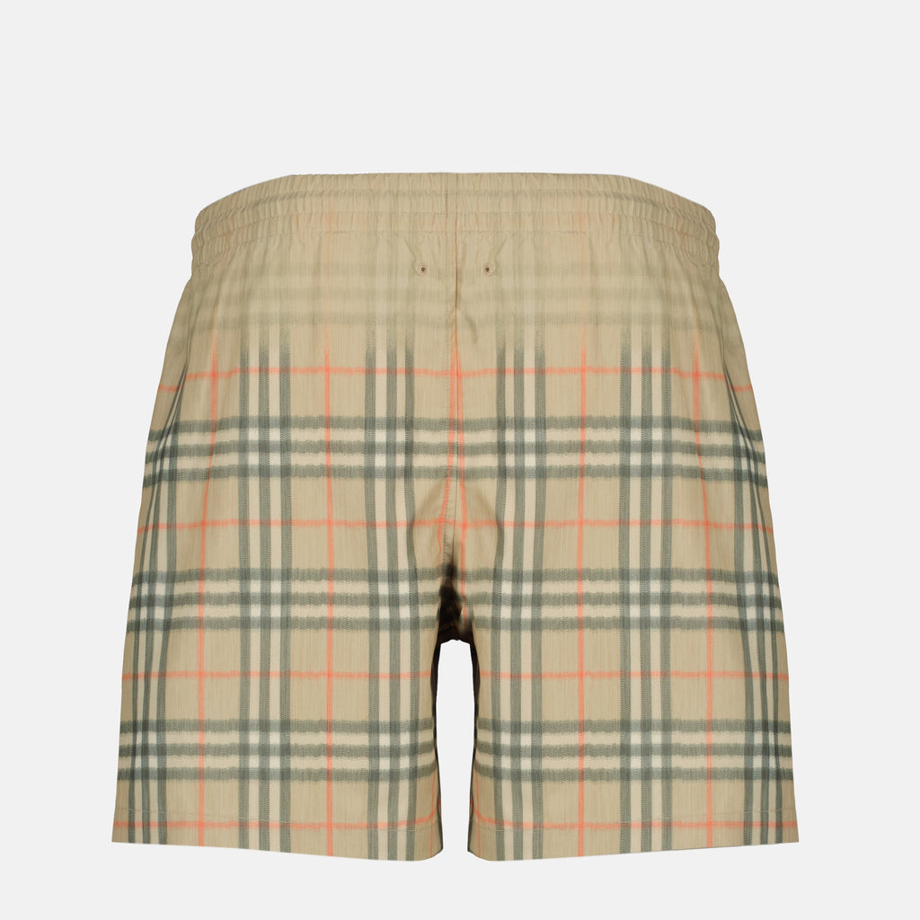Image de l'article Short de bain Gardient Check beige de la marque Burberry pour Homme - Saison Printemps-Été 2026 - Vue de Dos