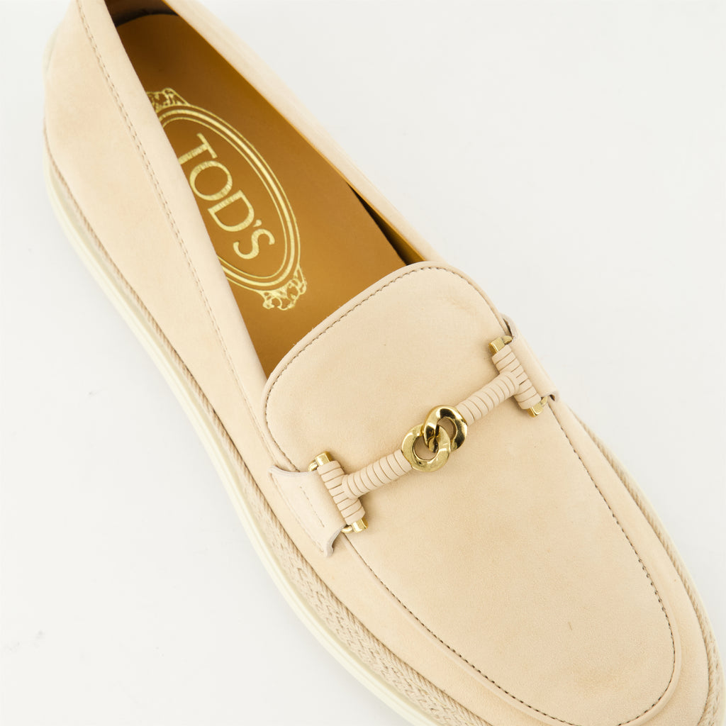 Loafers Suede Leather Loafers Tod's Beige Femme