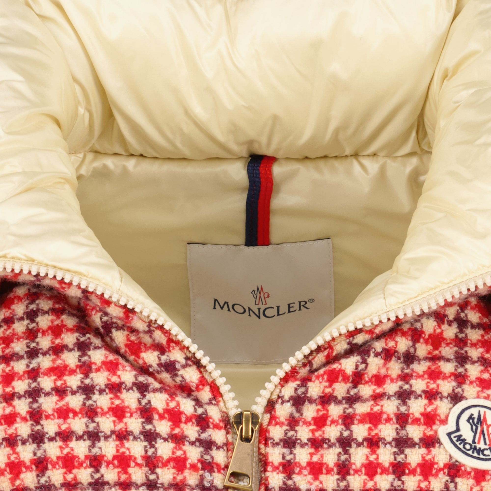 Vestes Chaqueta de plumas sin mangas de cuadro Vichy Niverolles Moncler Rouge Femme