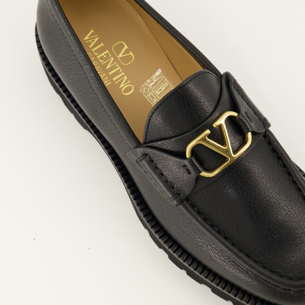 Mocassins VLogo 가죽 로퍼 - 블랙 Valentino Garavani Noir Femme