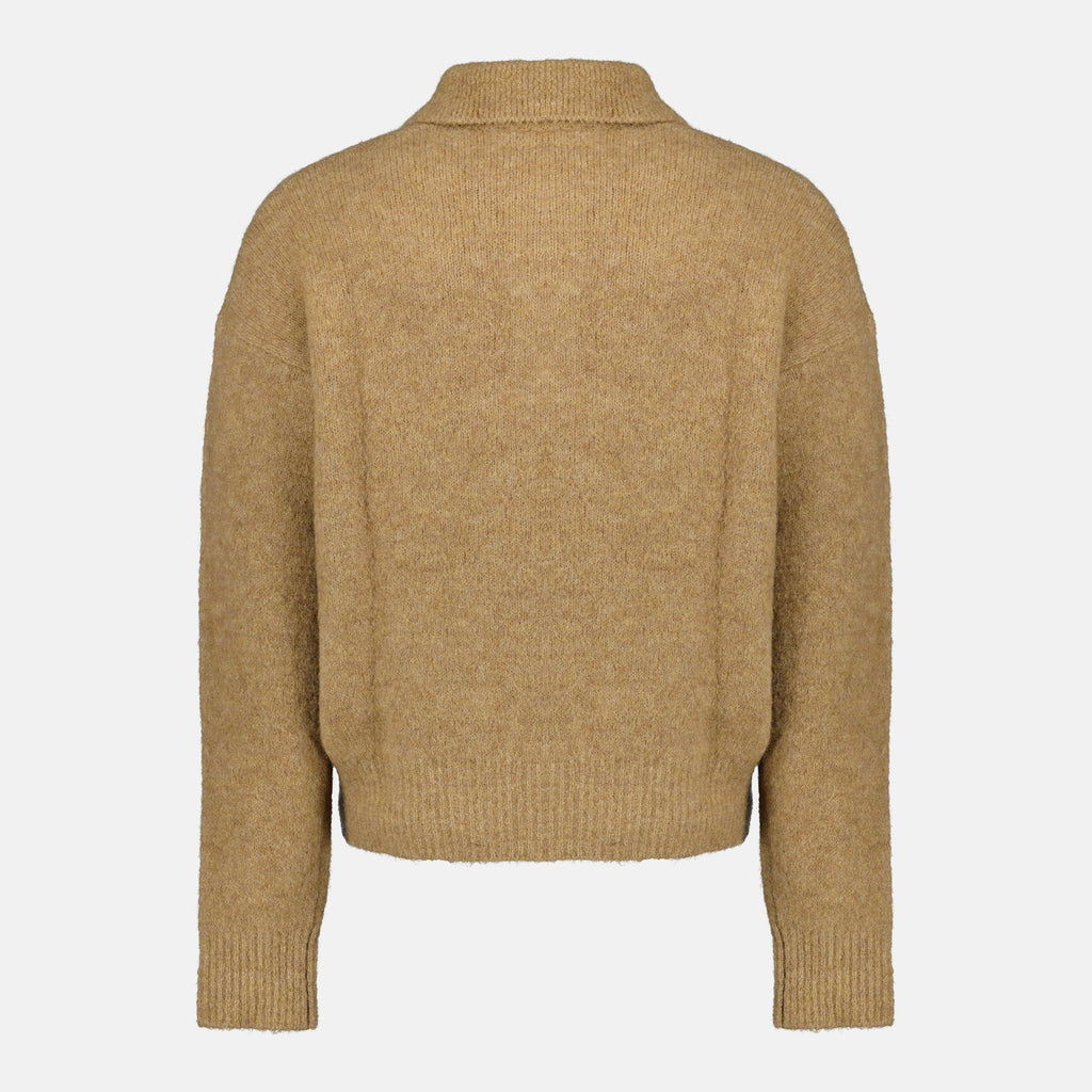 Image of the brown wool polo from the brand Ami PARIS for Men - Autumn-Winter 2025 - Back View