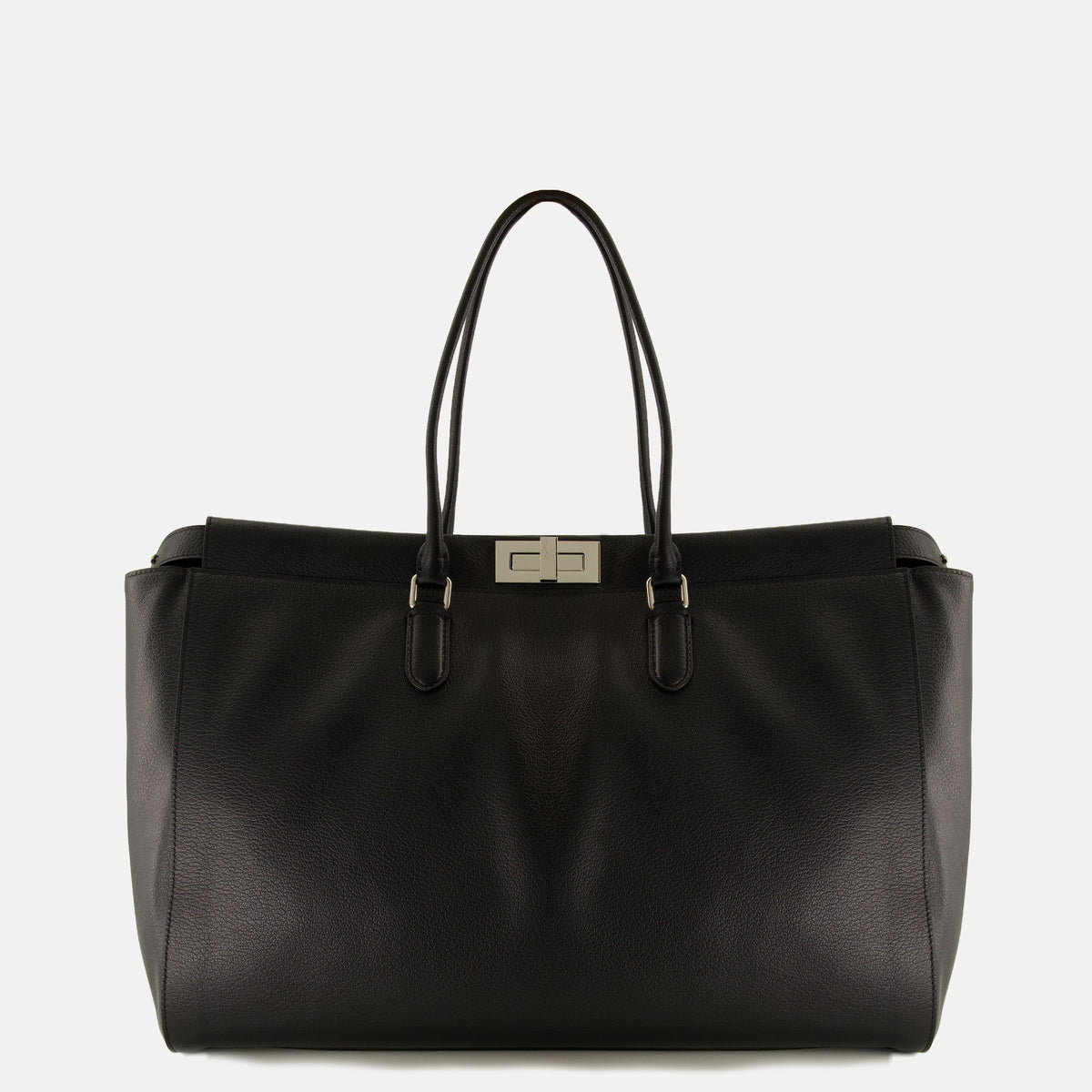 Sacs cabas 블랙 그레인 가죽으로 제작된 대형 피카부 토트 Fendi Noir Homme