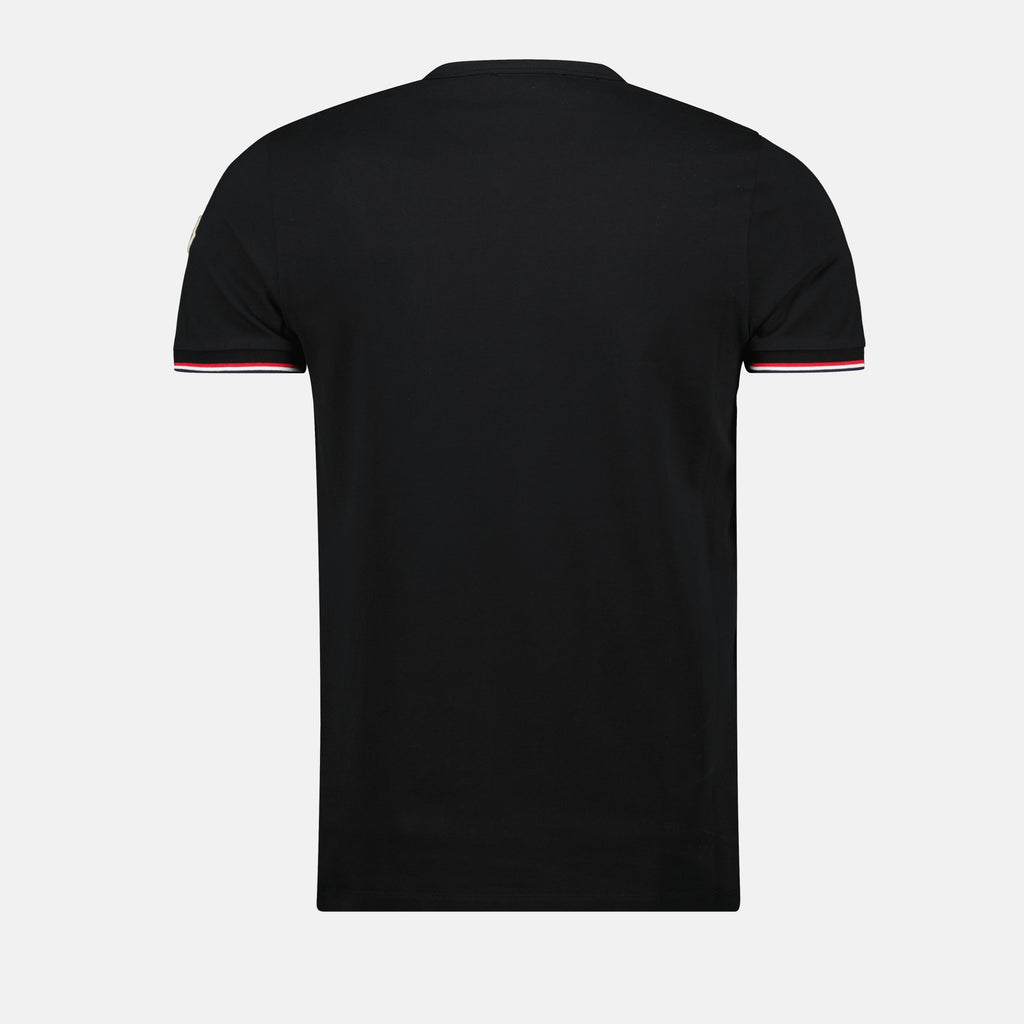 Camisetas Camiseta Negra con Lisado Tricolor Moncler Negro Homme