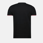 Camisetas Camiseta Negra con Lisado Tricolor Moncler Negro Homme